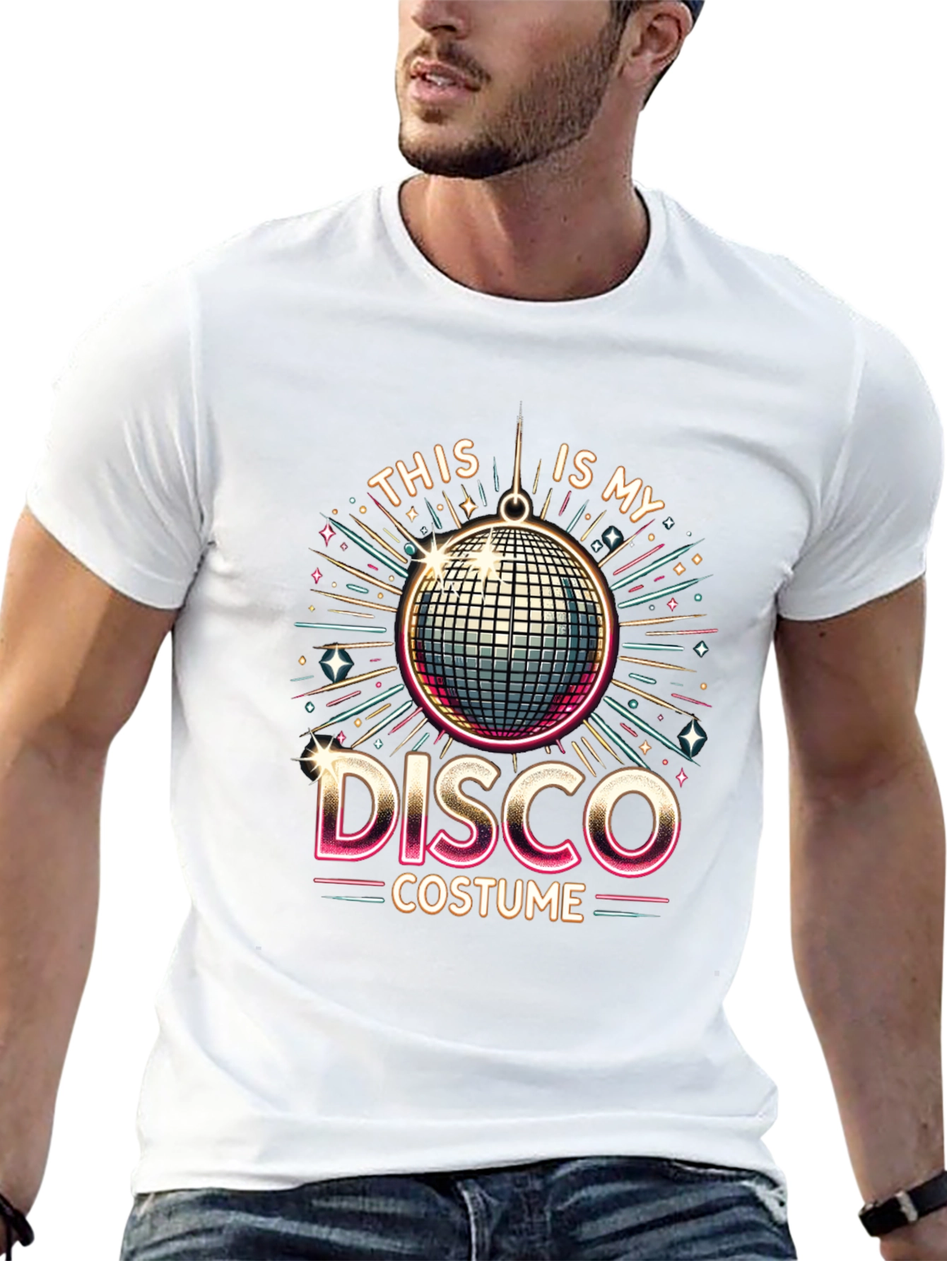 Camiseta Hombre Diseño Disco Retro