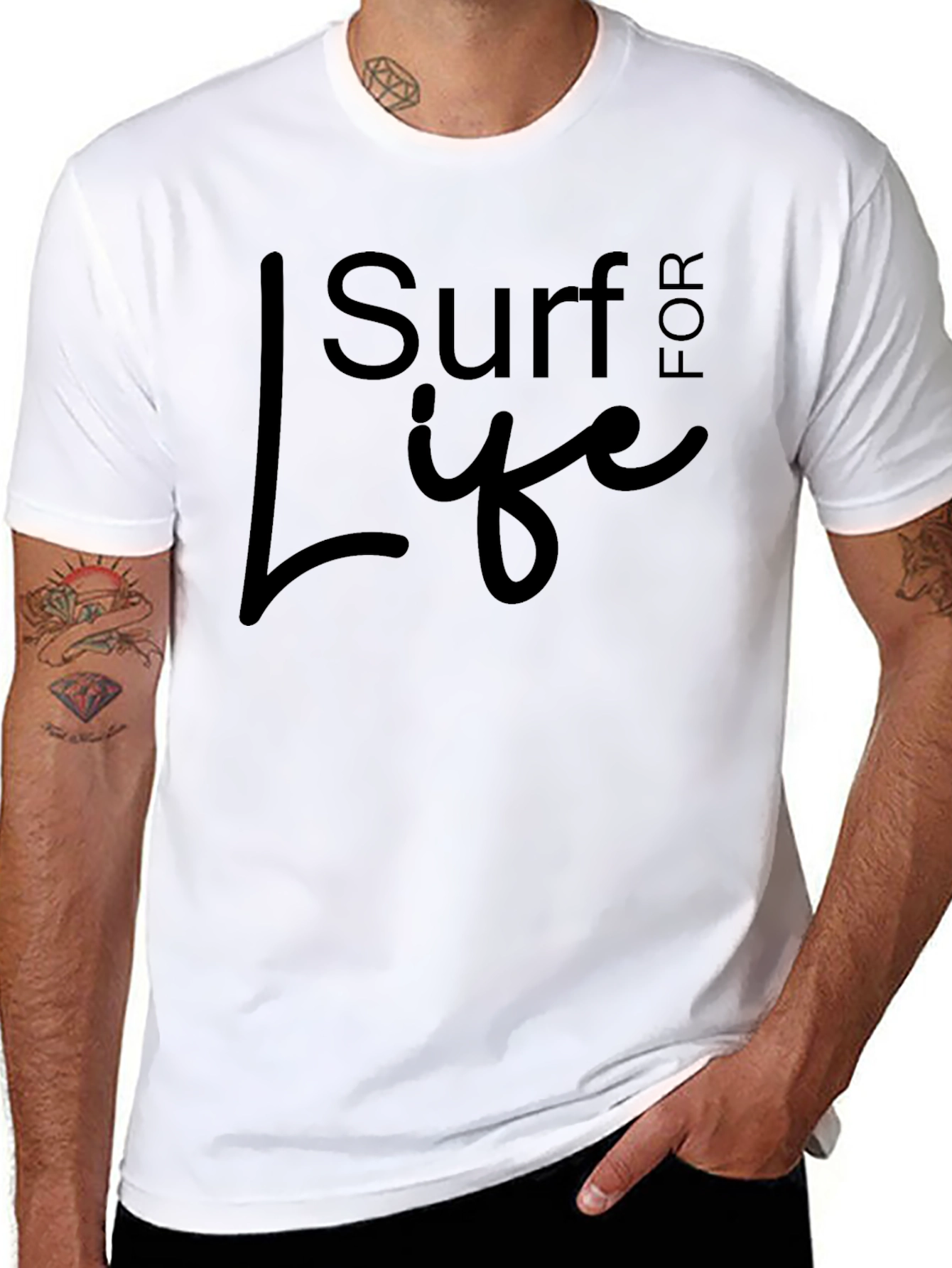 Camiseta Negra Surf for Life Casual