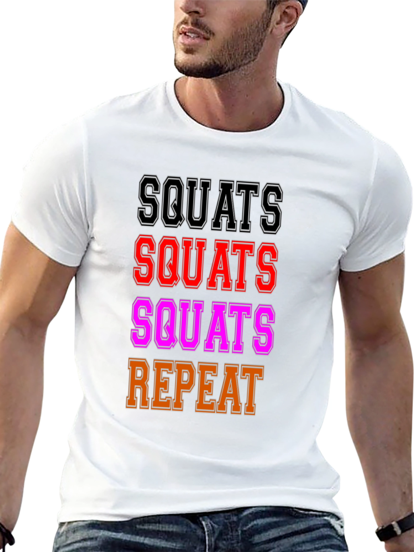 Camiseta Negra Squats Repeat Gym
