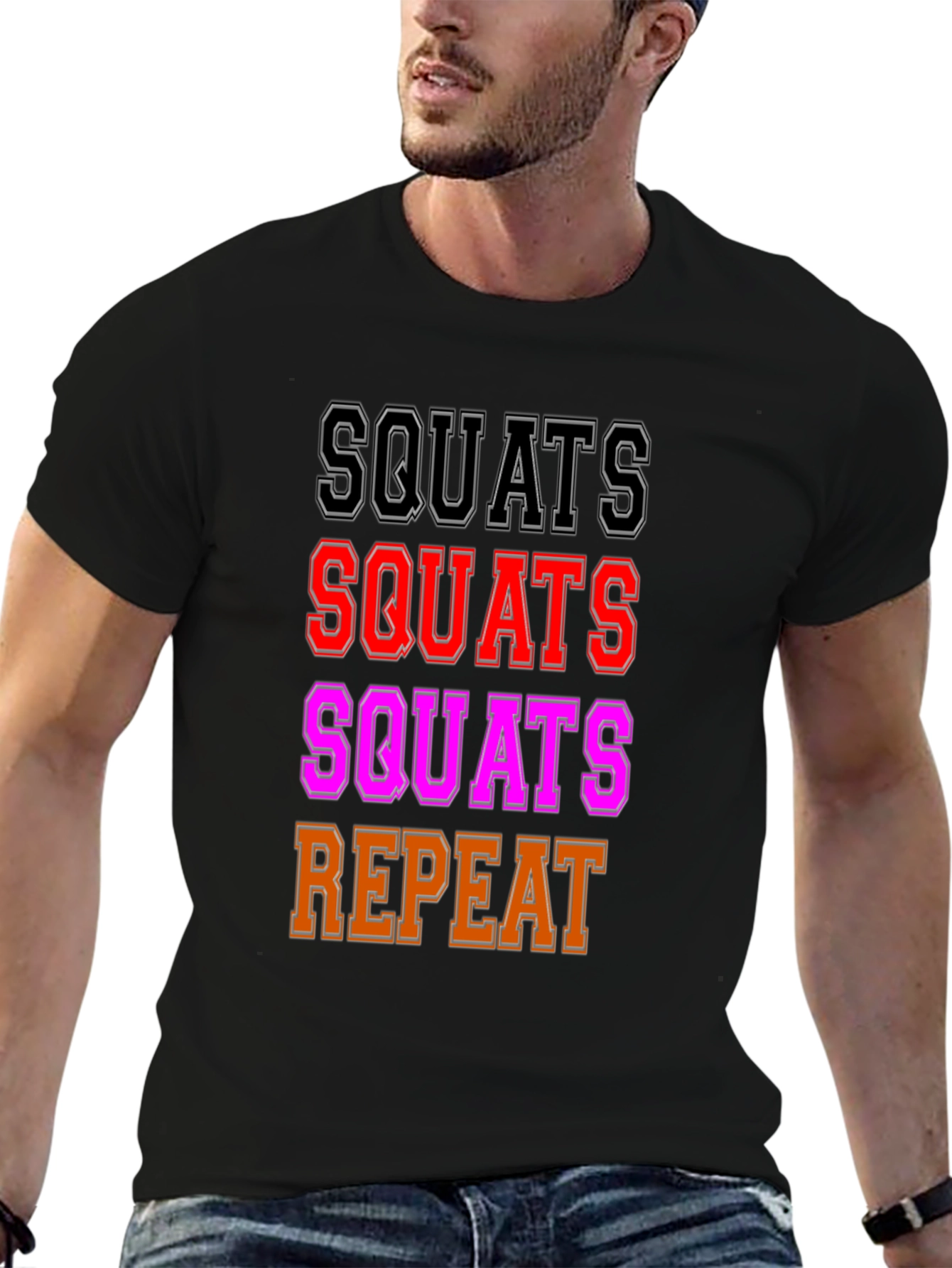 Camiseta Negra Squats Repeat Gym