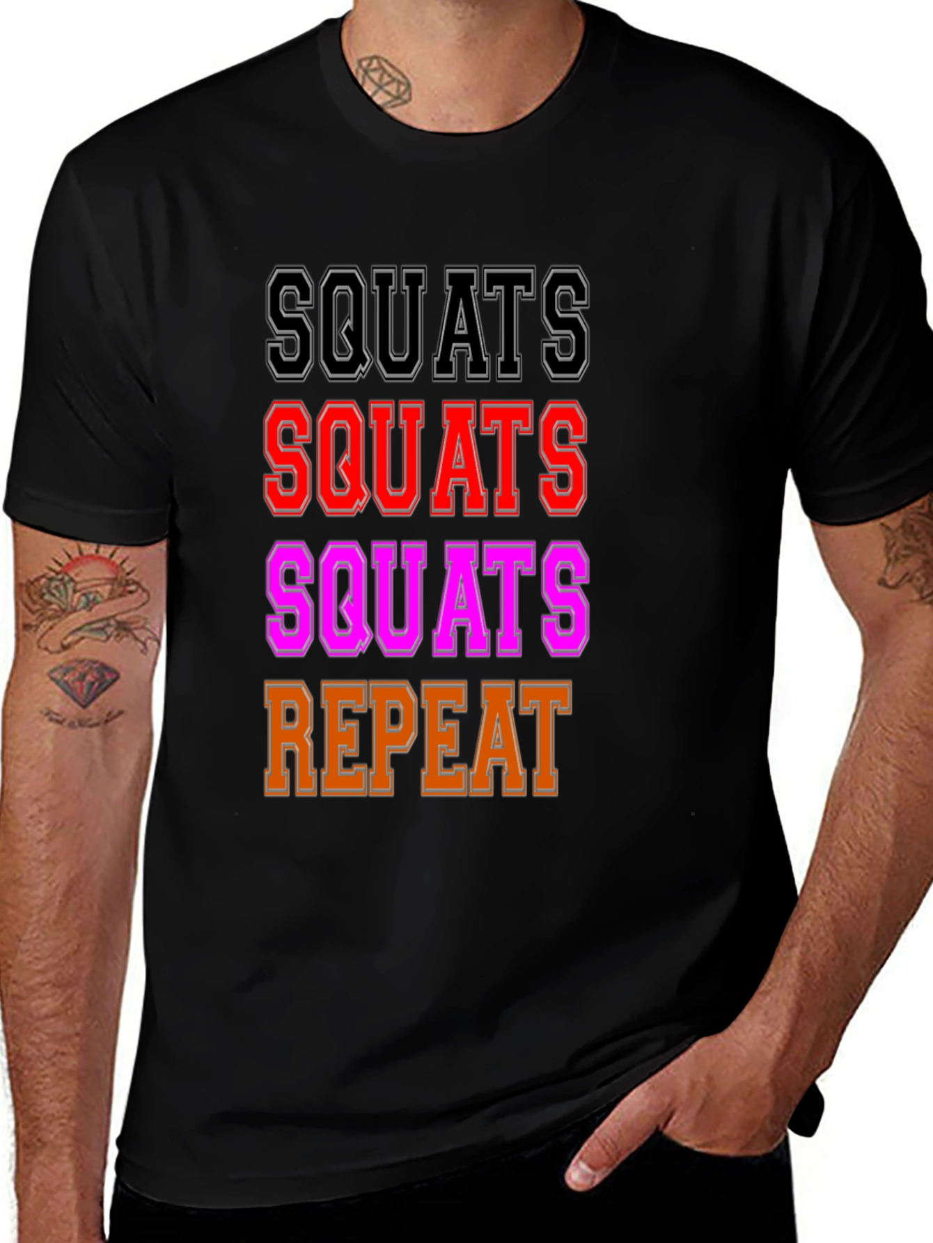 Camiseta Negra Squats Repeat Gym