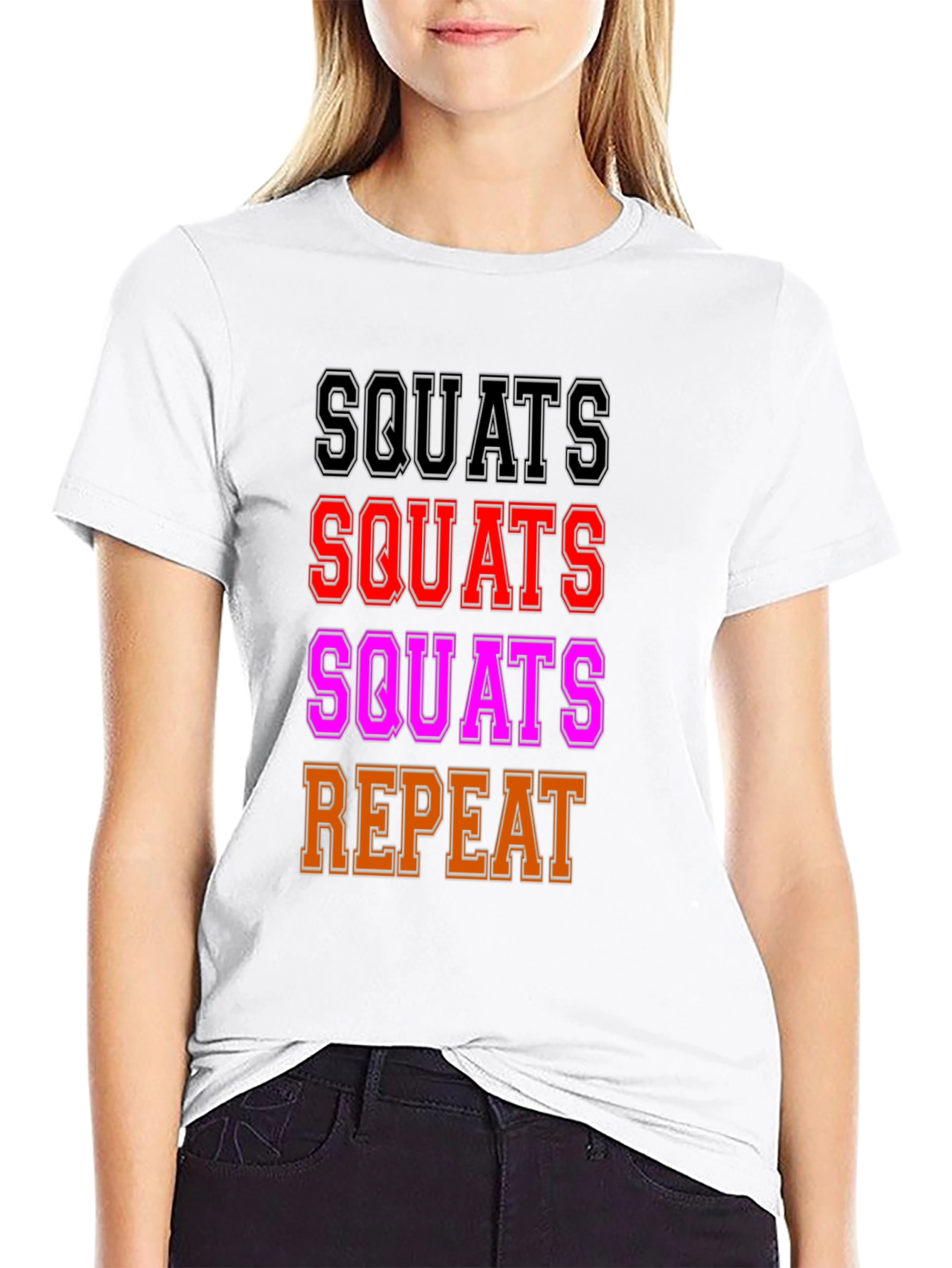 Camiseta Negra Squats Repeat Gym