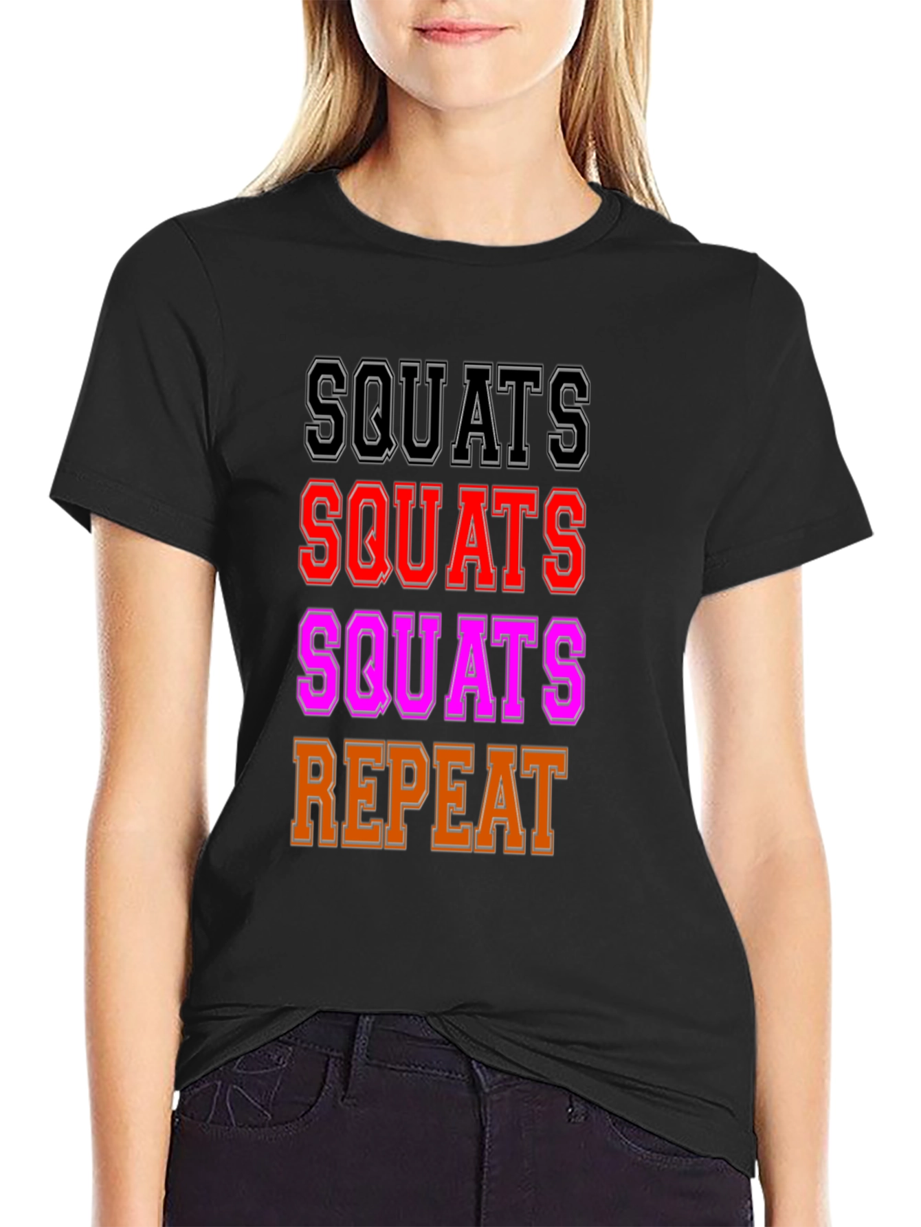 Camiseta Negra Squats Repeat Gym