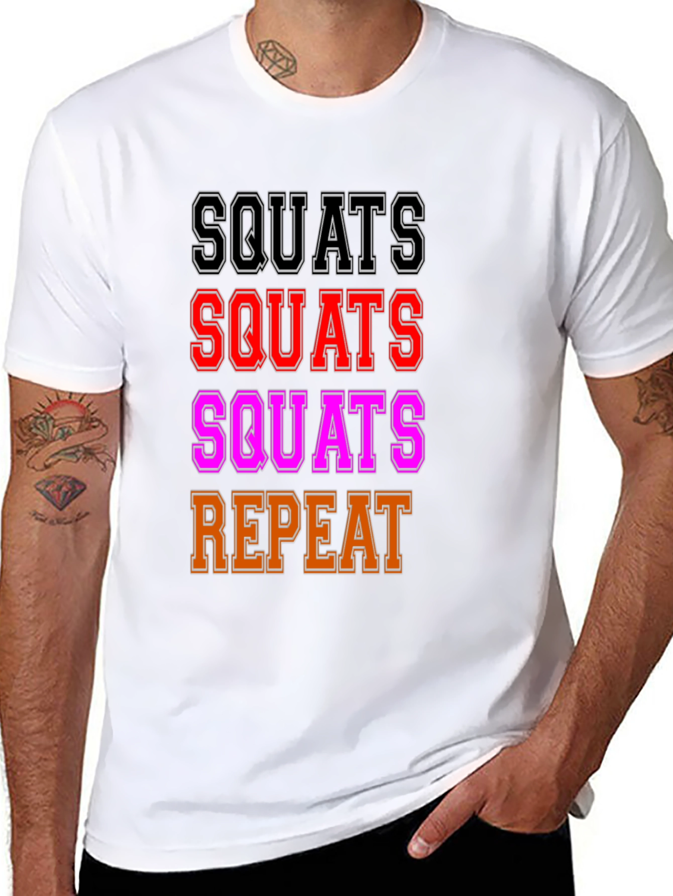 Camiseta Negra Squats Repeat Gym