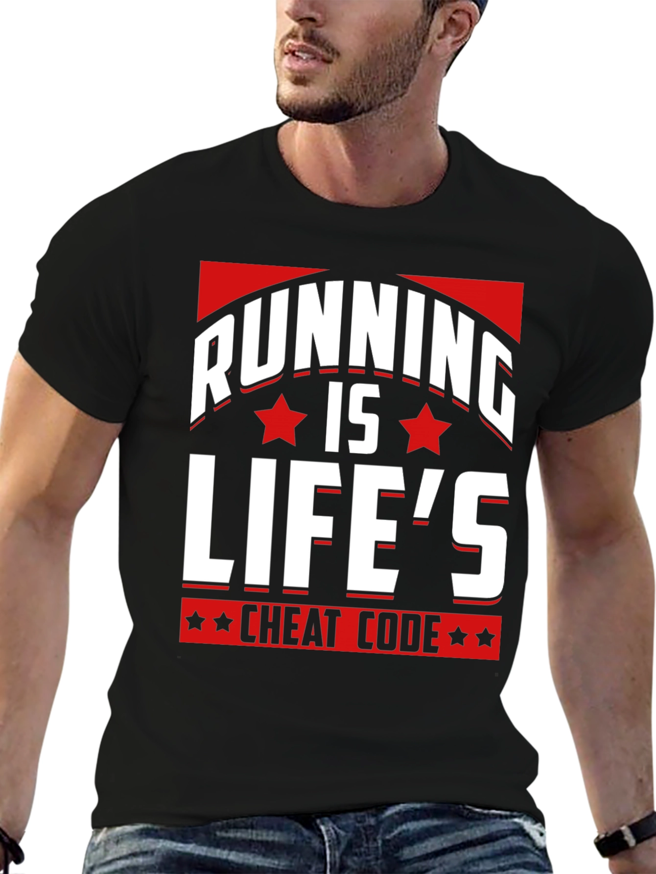 Camiseta Negra Running is Lifes Cheat Code