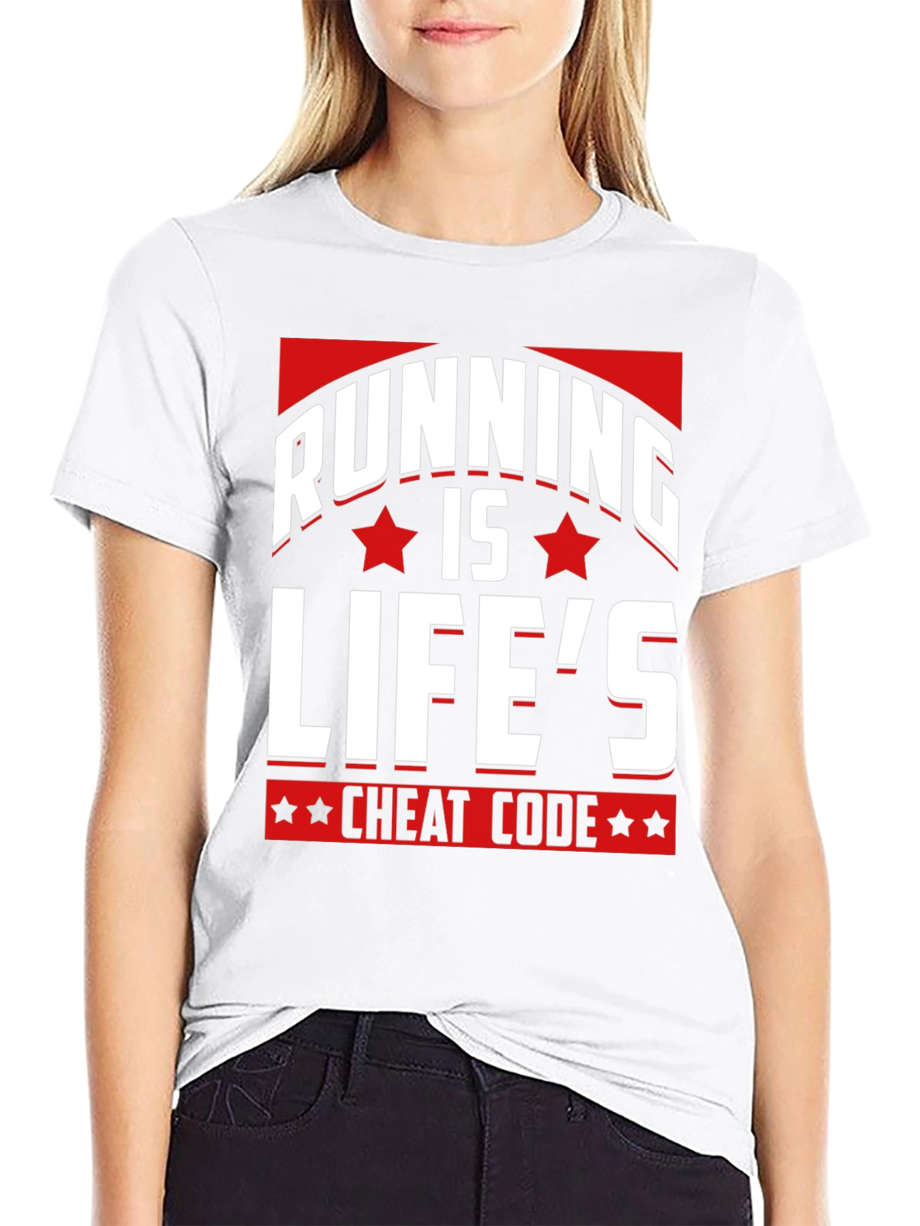 Camiseta Negra Running is Lifes Cheat Code