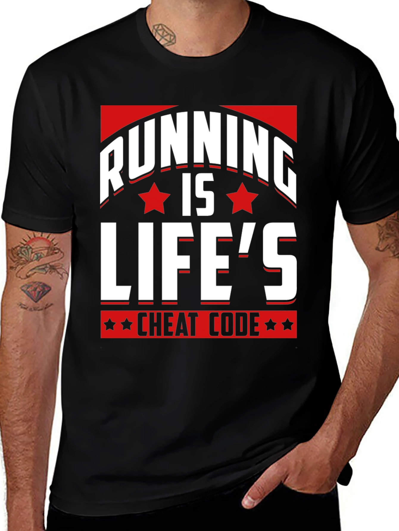 Camiseta Negra Running is Lifes Cheat Code