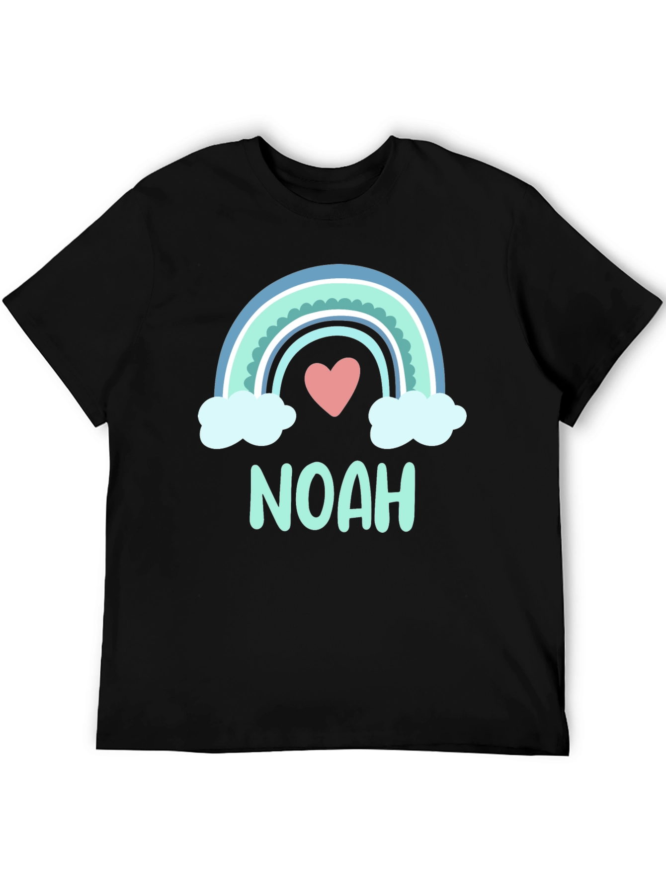 Camiseta Negra con Arco Iris y Nombre Noah