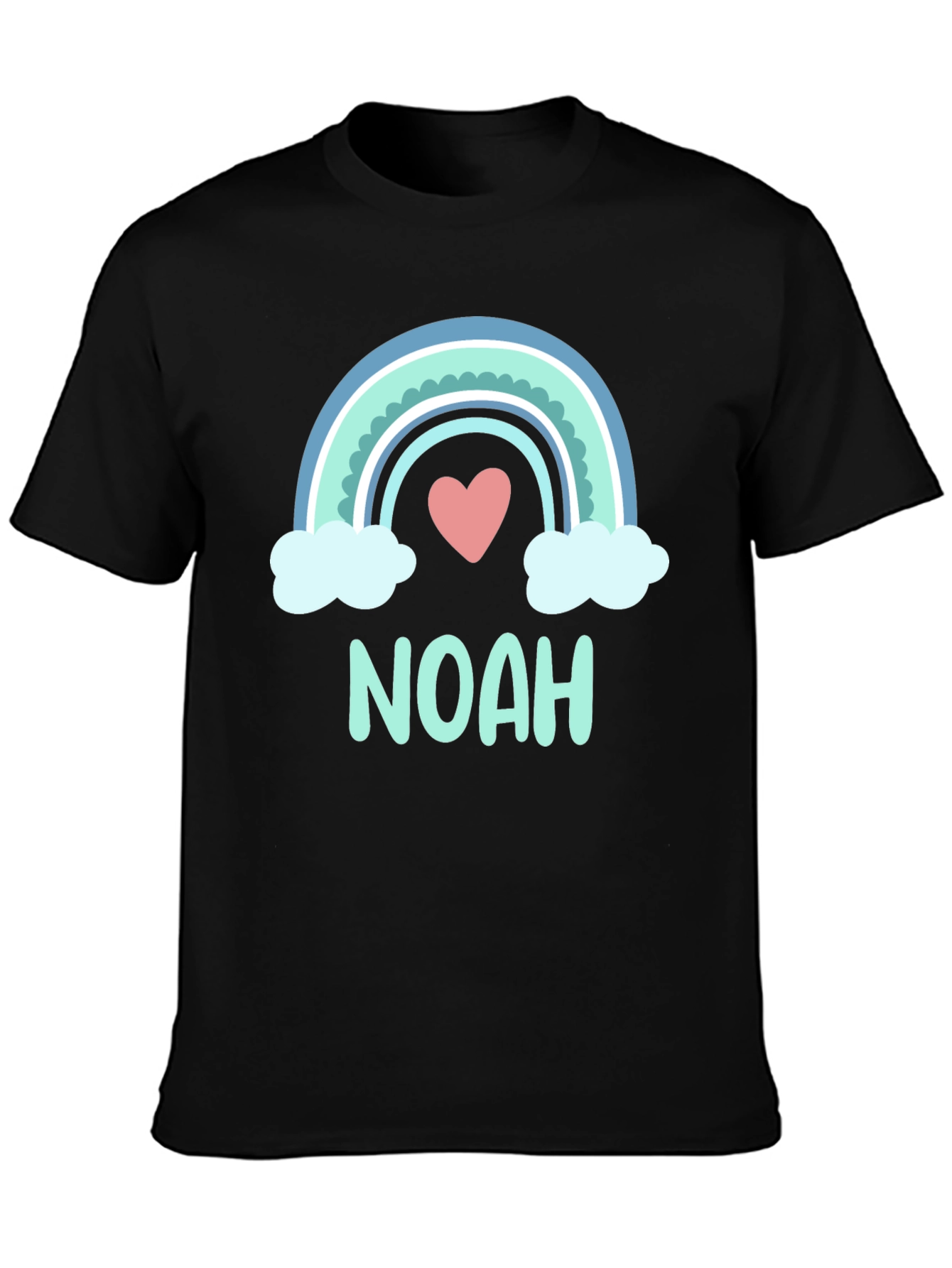 Camiseta Negra con Arco Iris y Nombre Noah