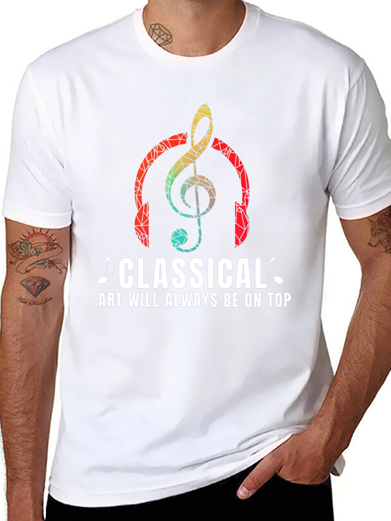 Camiseta Clásica con Diseño Musical para Amantes del Arte
