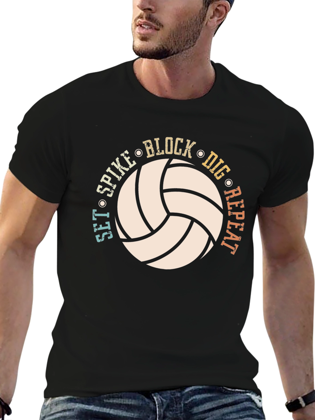 Camiseta de voleibol: ¡Set Spike Block Dig Repeat!
