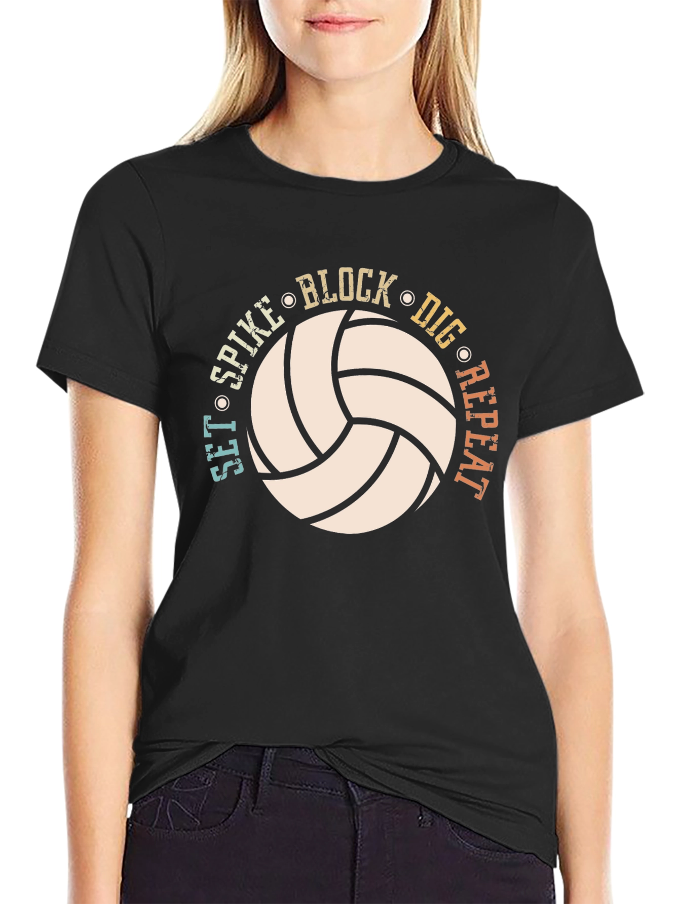 Camiseta de voleibol: ¡Set Spike Block Dig Repeat!