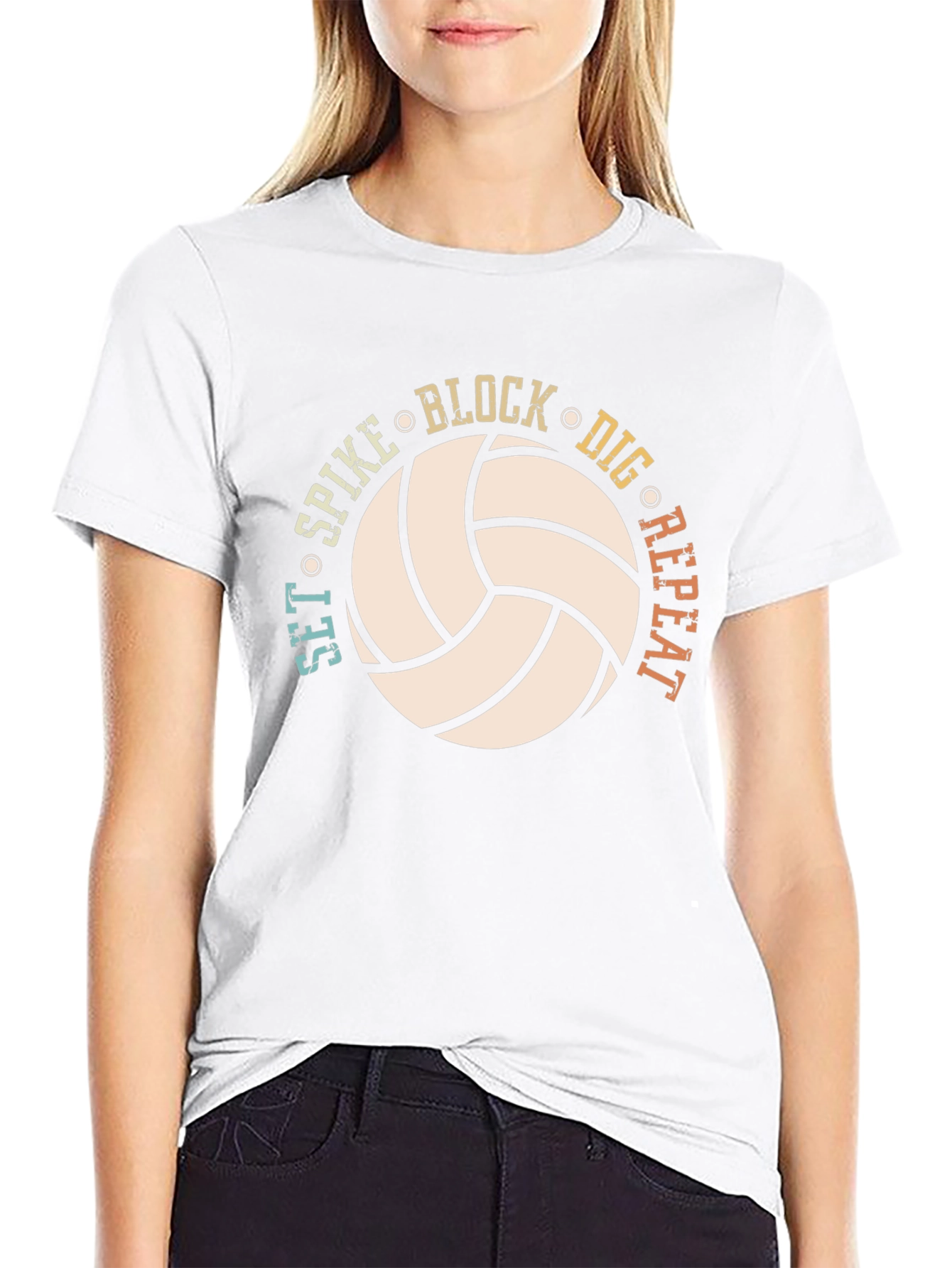Camiseta de voleibol: ¡Set Spike Block Dig Repeat!