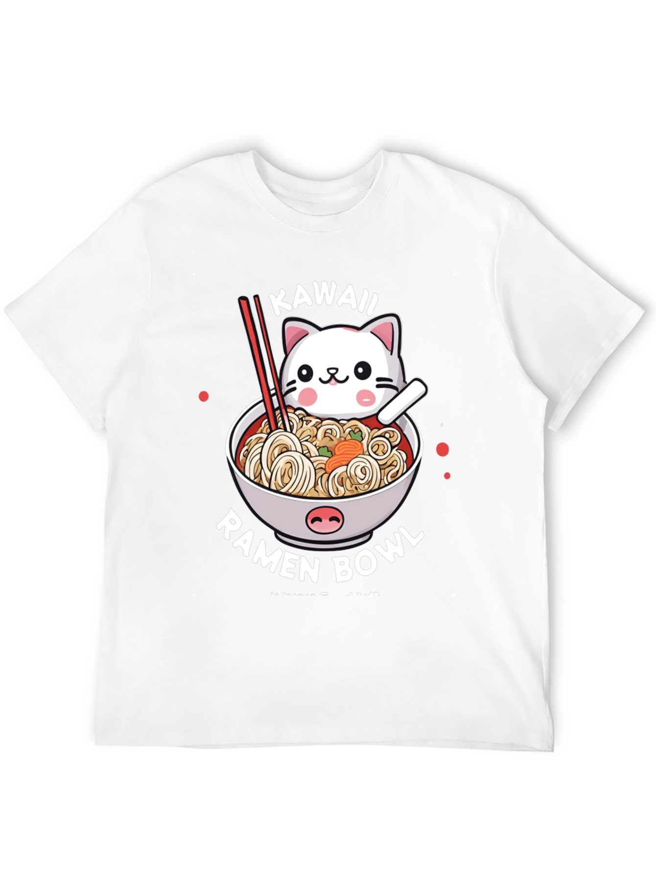 Camiseta Negra Unisex Kawaii Ramen Cat