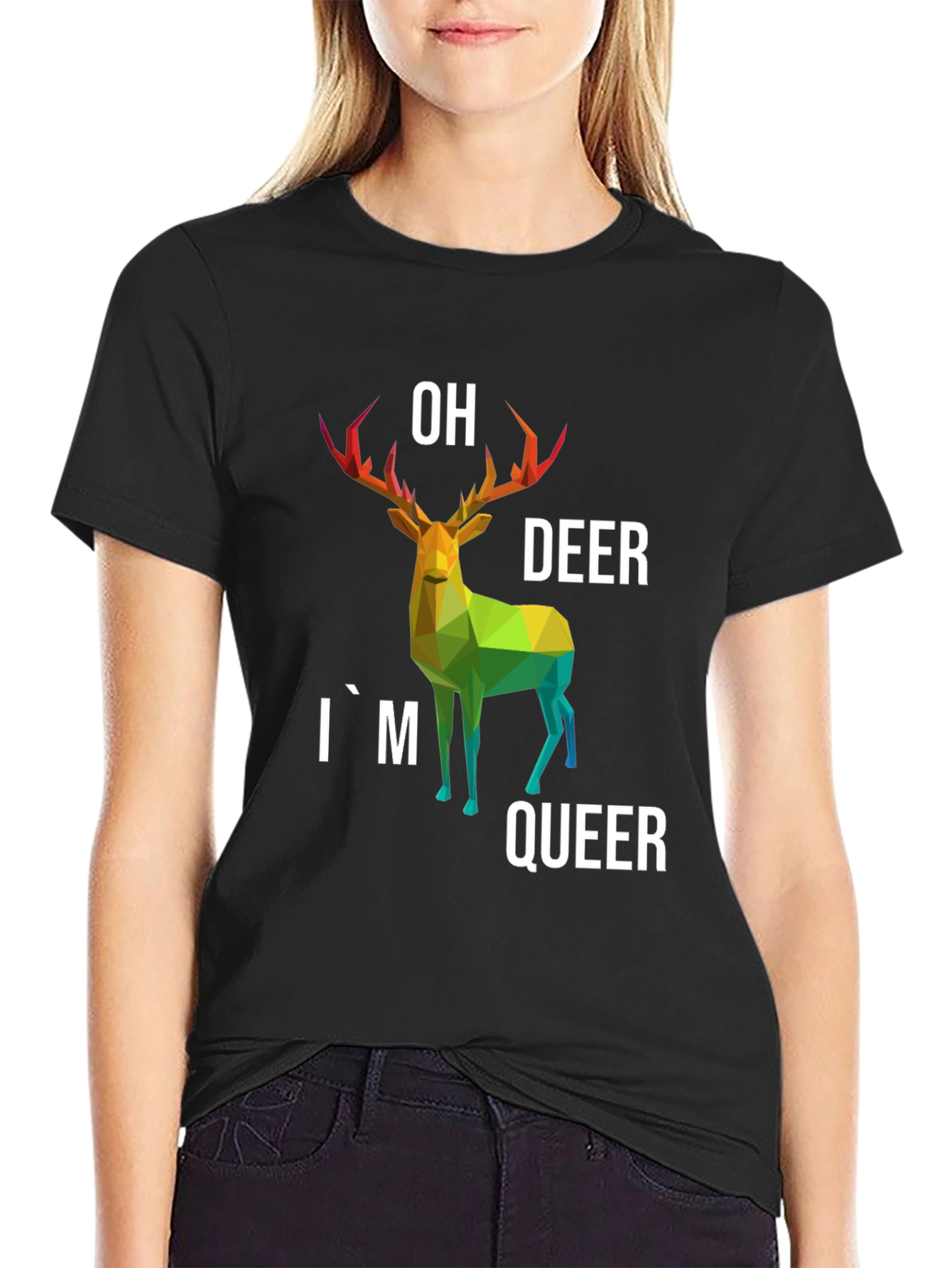 Camiseta Original con Ciervo Poligonal LGBTQ