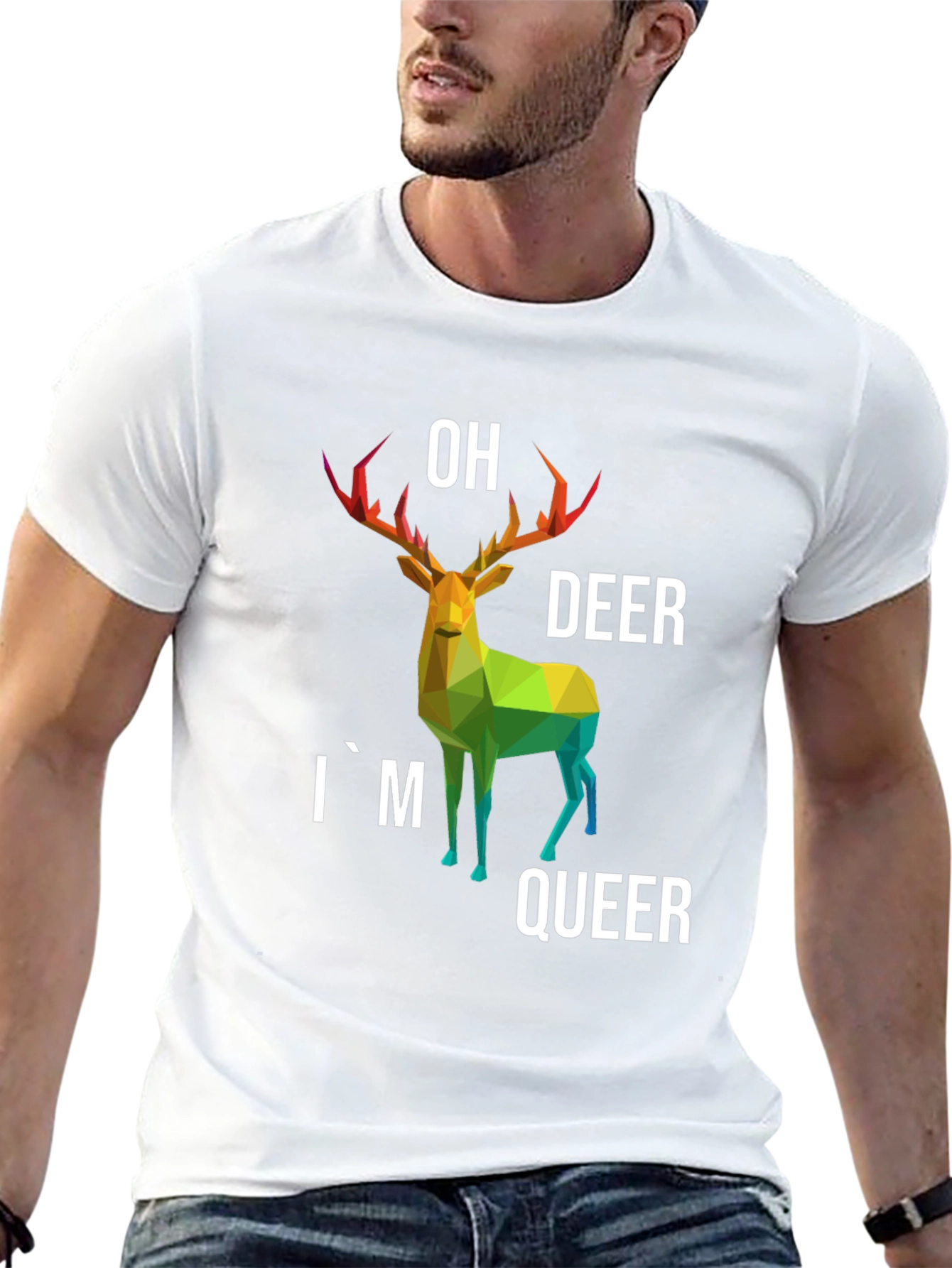 Camiseta Original con Ciervo Poligonal LGBTQ