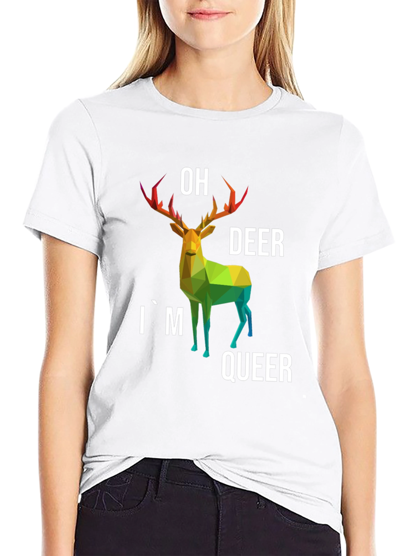 Camiseta Original con Ciervo Poligonal LGBTQ