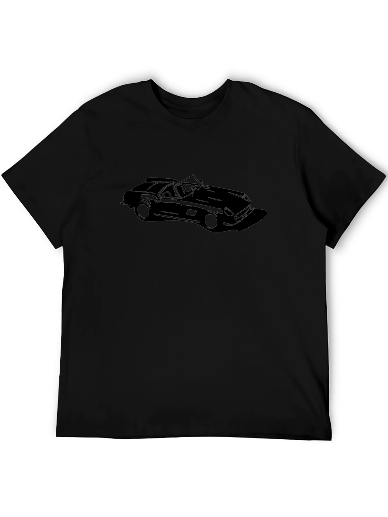 Camiseta Negra Coche Clásico Estampado para Hombre