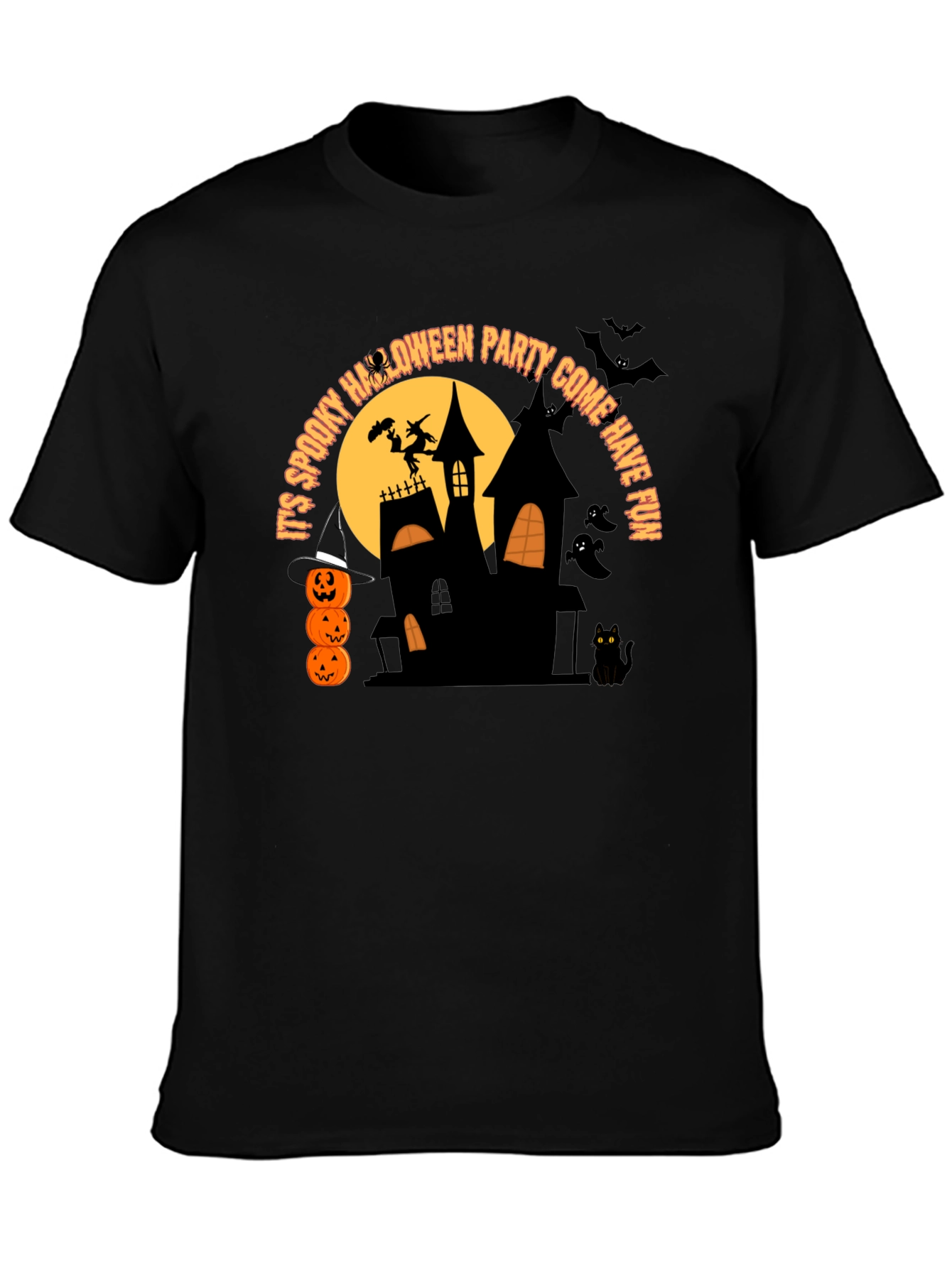 Camiseta Negra de Fiesta de Halloween Espeluznante