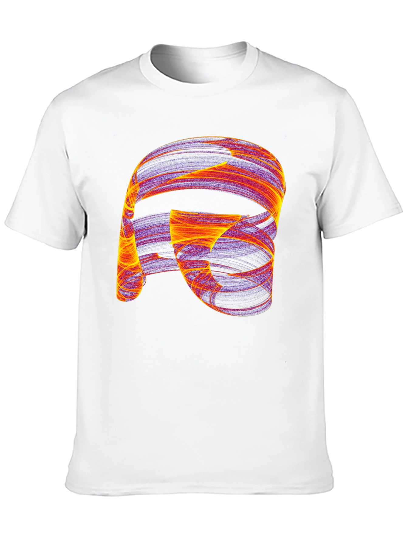 Camiseta Negra con Diseño Abstracto Naranja y Violeta