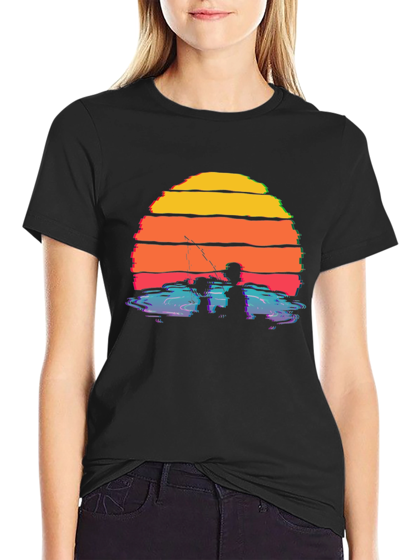 Camiseta Gráfica Atardecer Pesca para Hombre