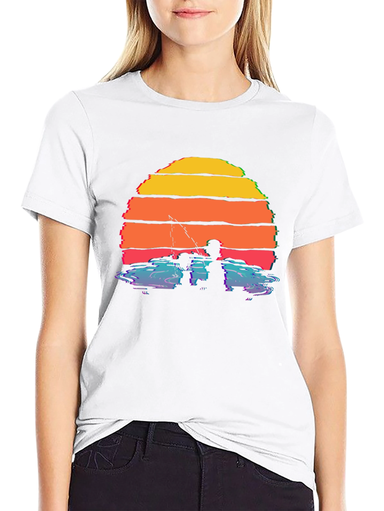 Camiseta Gráfica Atardecer Pesca para Hombre