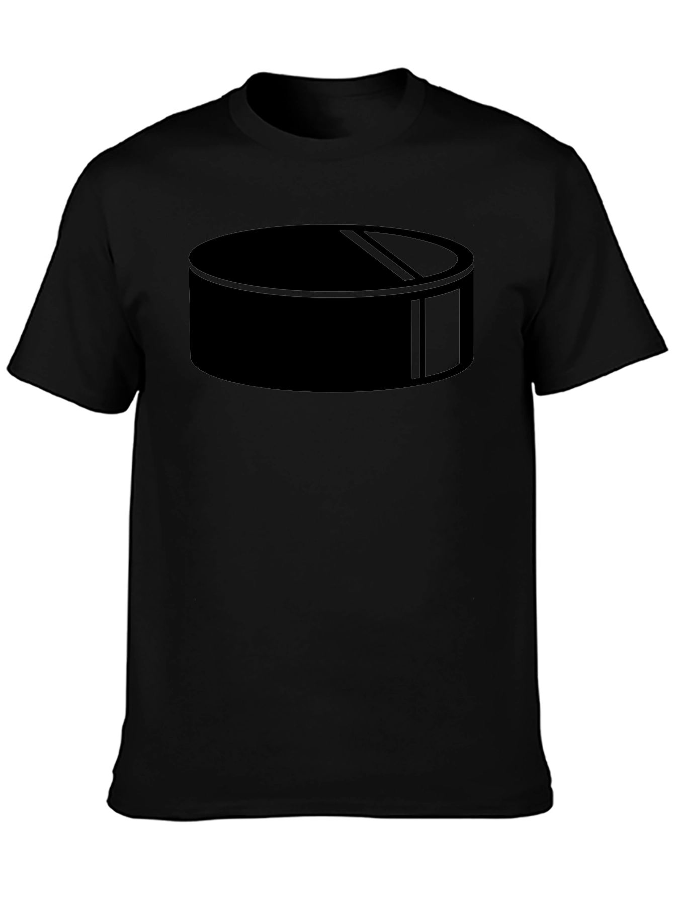 Camiseta Negra con Diseño de Disco de Hockey