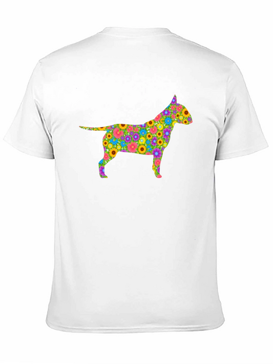 Camiseta Negra con Silueta de Perro Floral