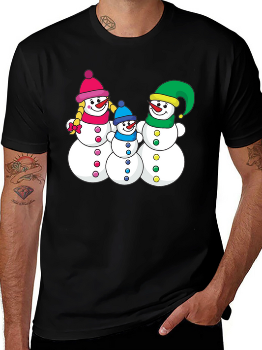 Snowman Family Black T-Shirt
