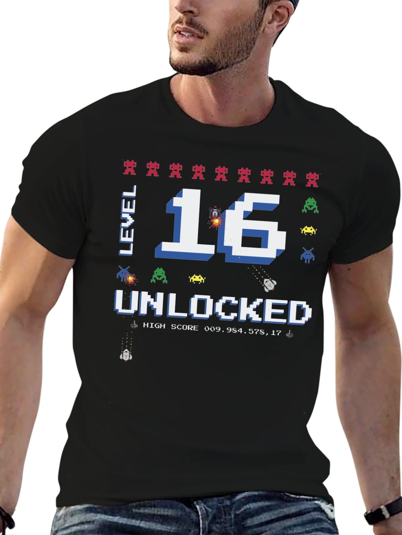Camiseta Gamer Nivel 16 Desbloqueado
