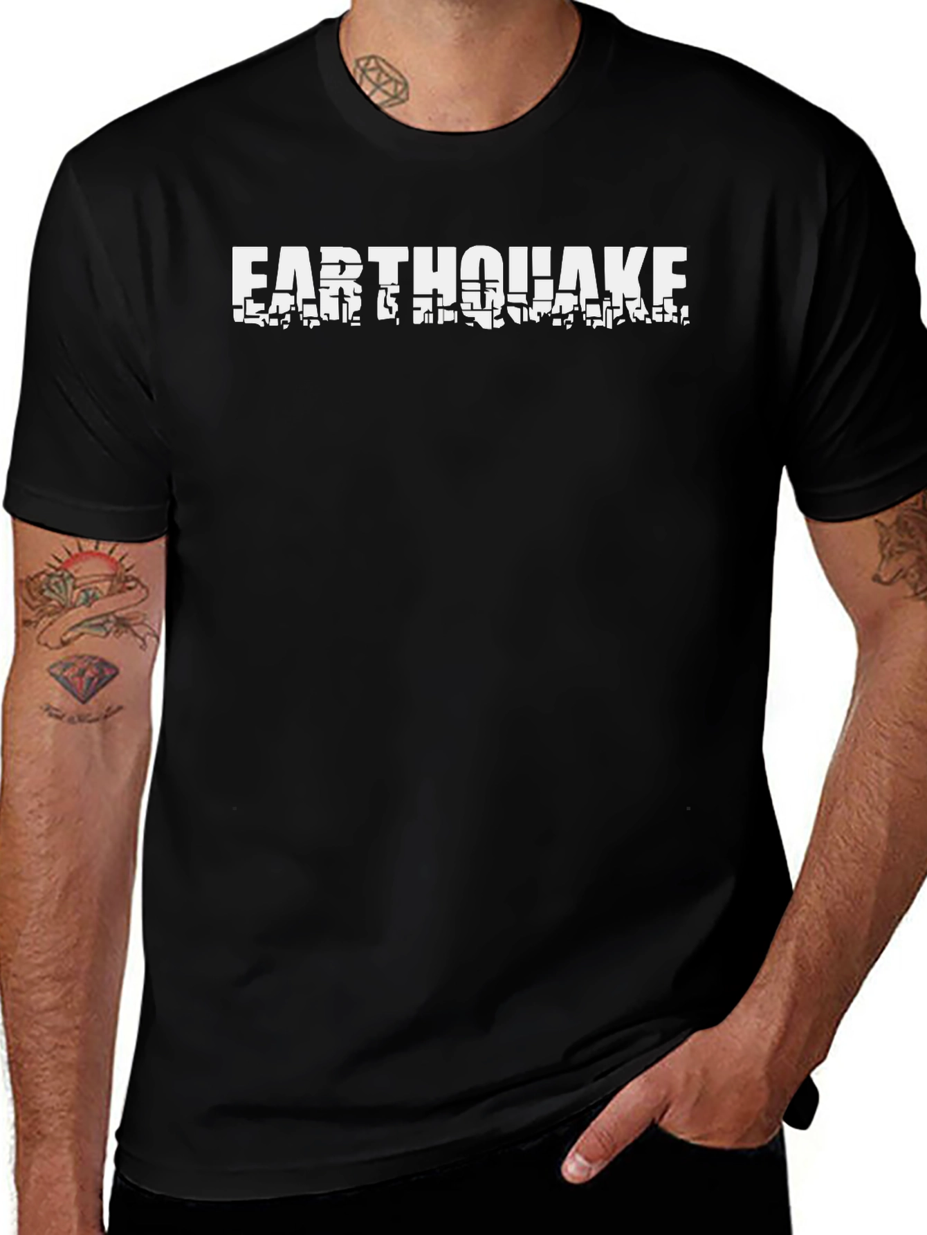 Camiseta Negra Earthquake para Hombre