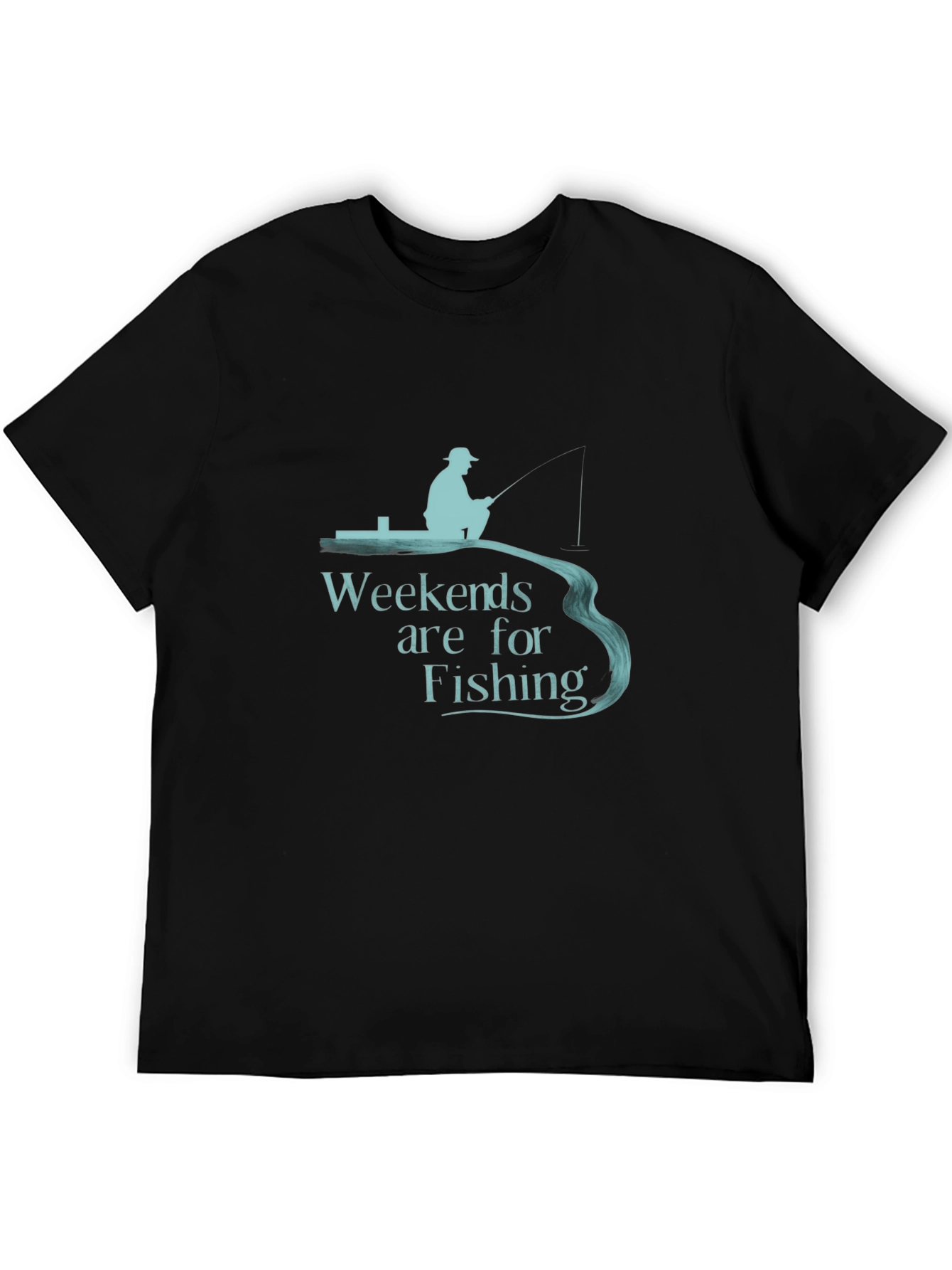Camiseta Hombre Negra Weekends are for Fishing