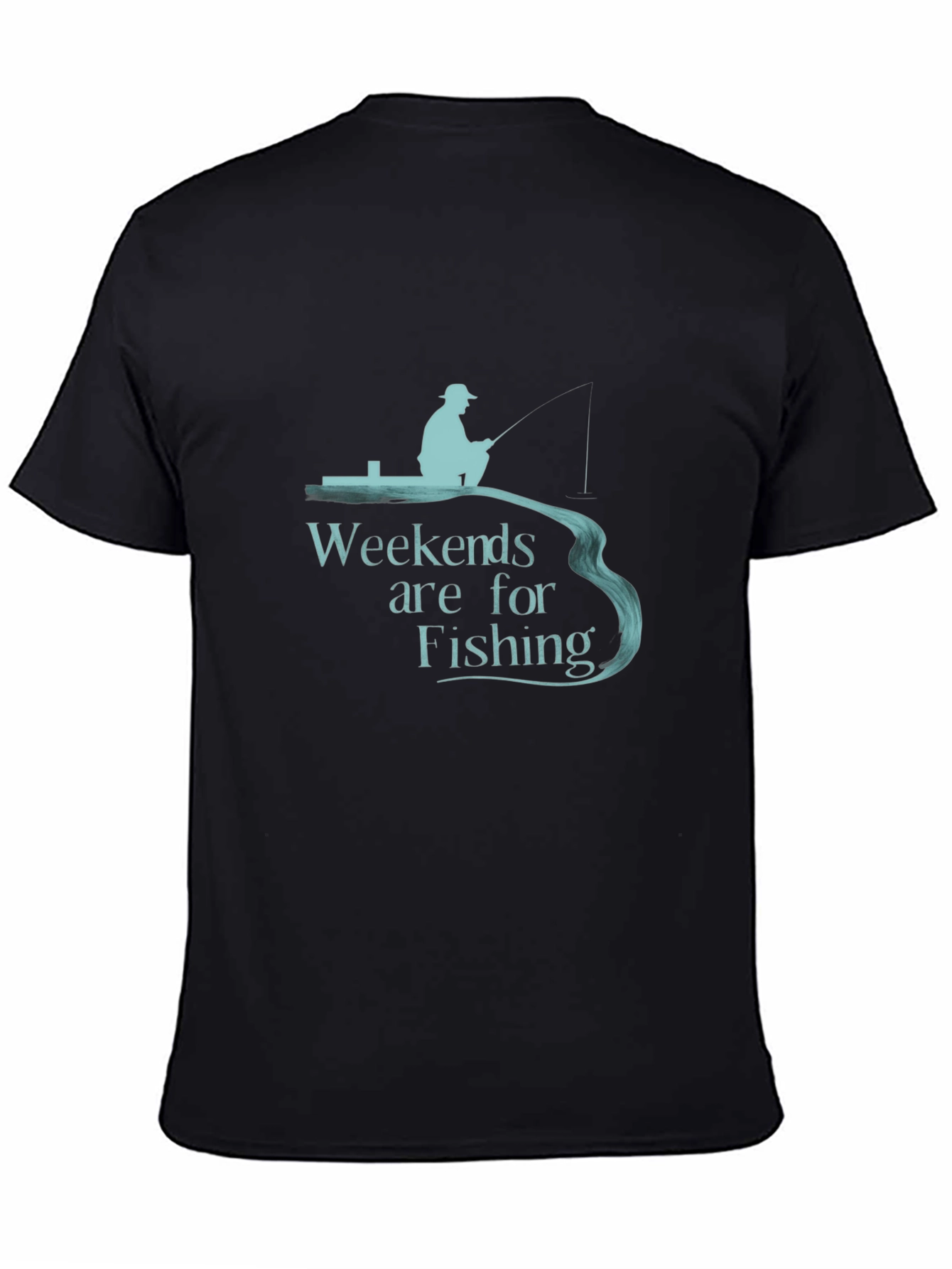 Camiseta Hombre Negra Weekends are for Fishing