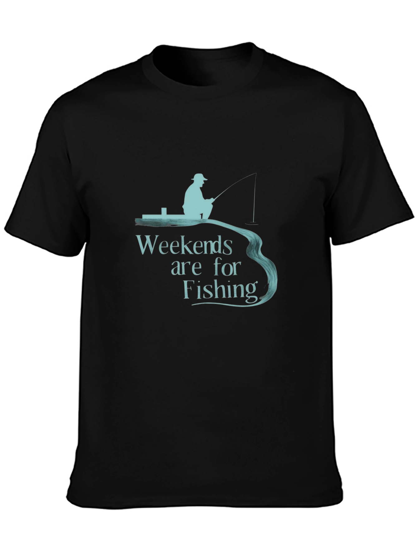 Camiseta Hombre Negra Weekends are for Fishing