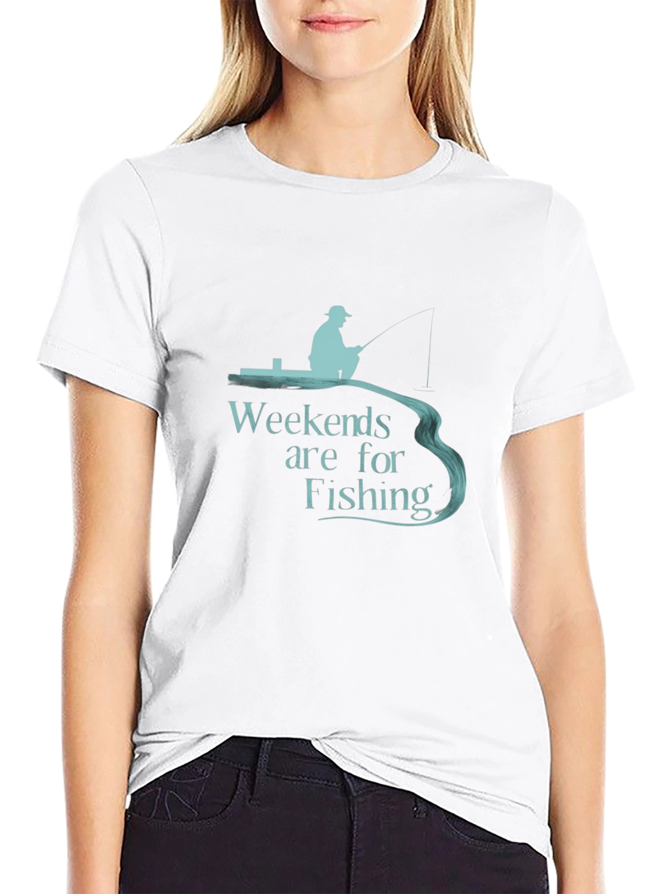 Camiseta Hombre Negra Weekends are for Fishing