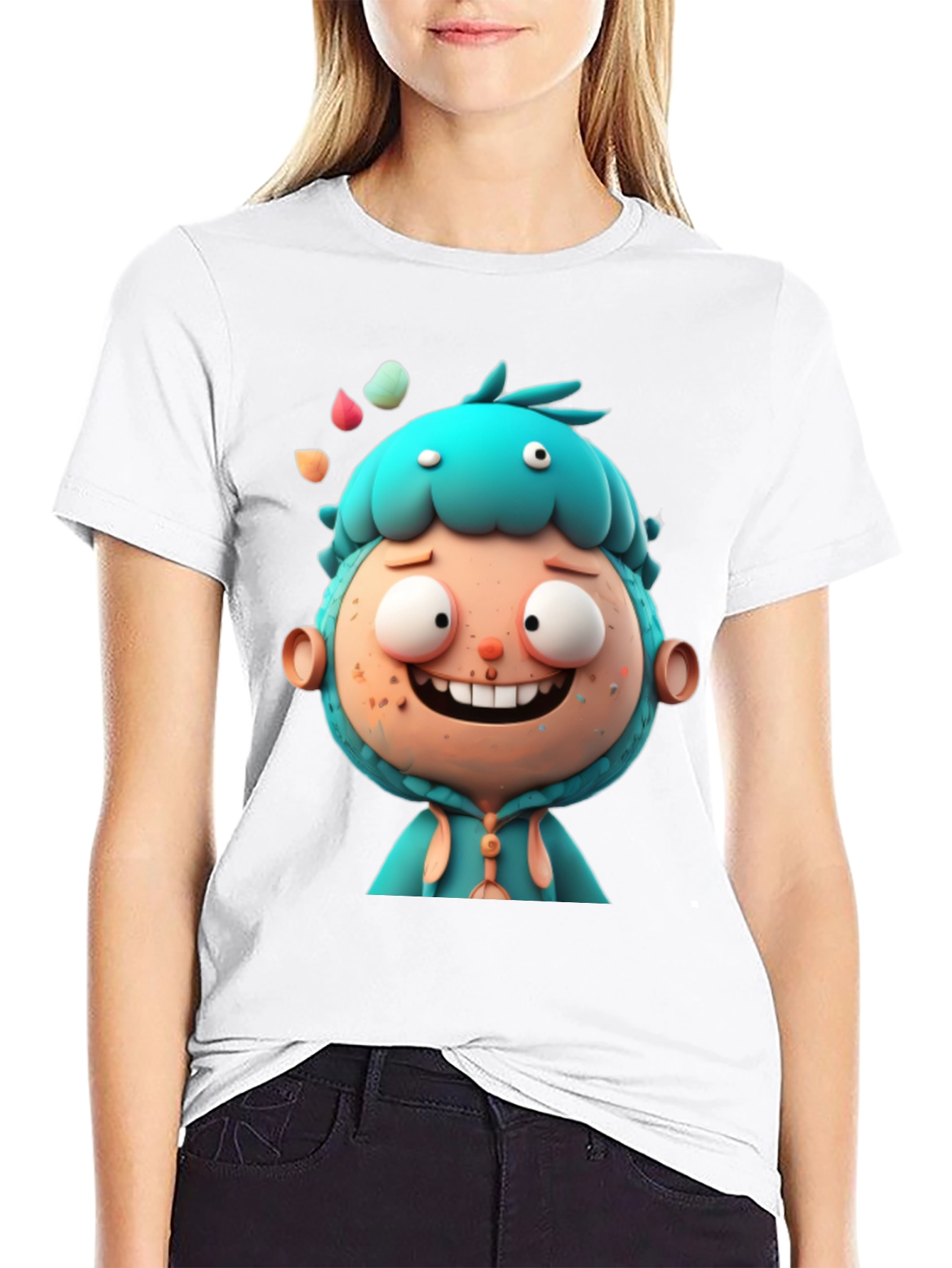 Camiseta Negra con Diseño Animado Divertido