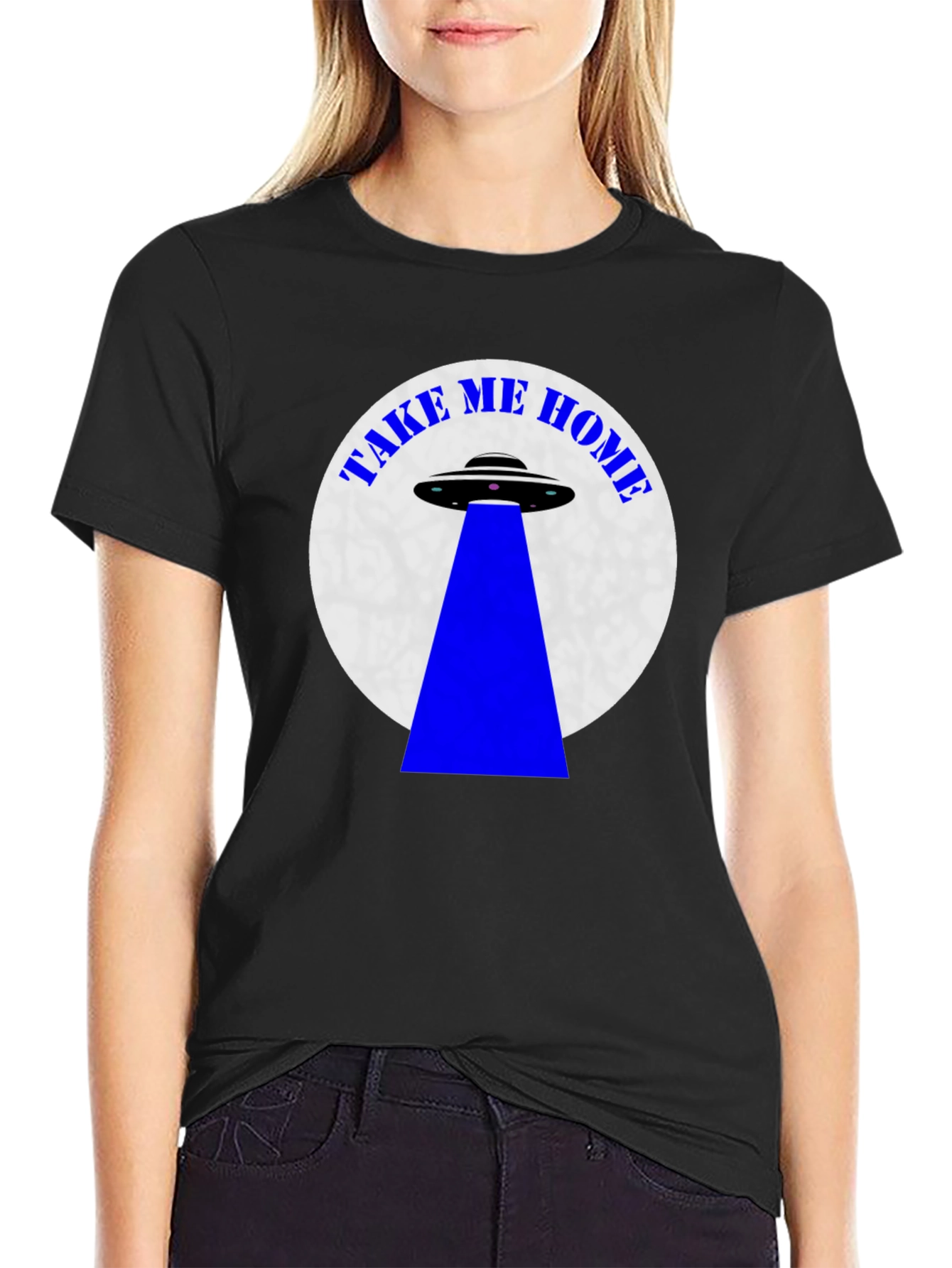 Camiseta Negra OVNI Llévame a Casa