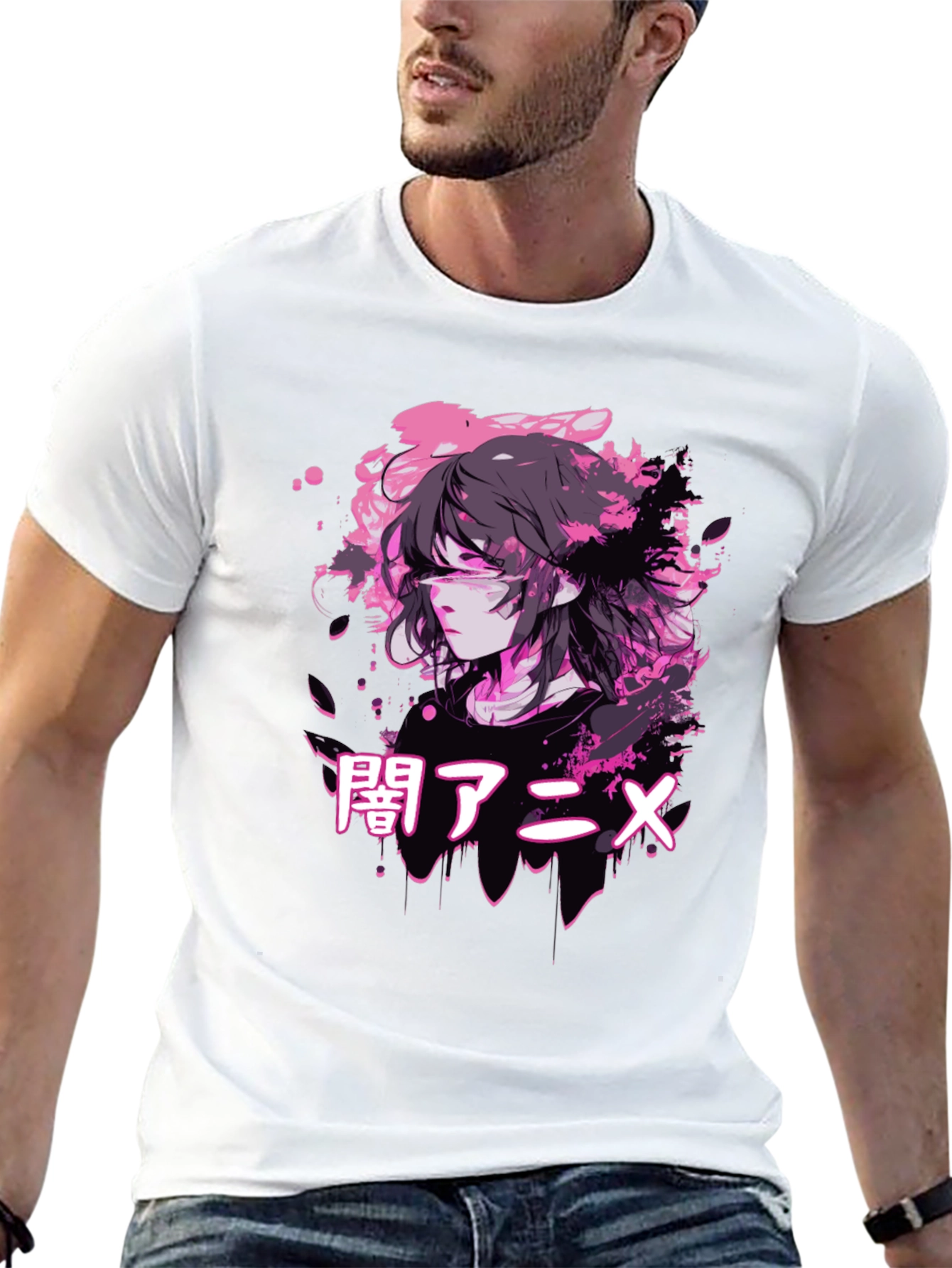 Camiseta Negra Anime Estilo Urbano
