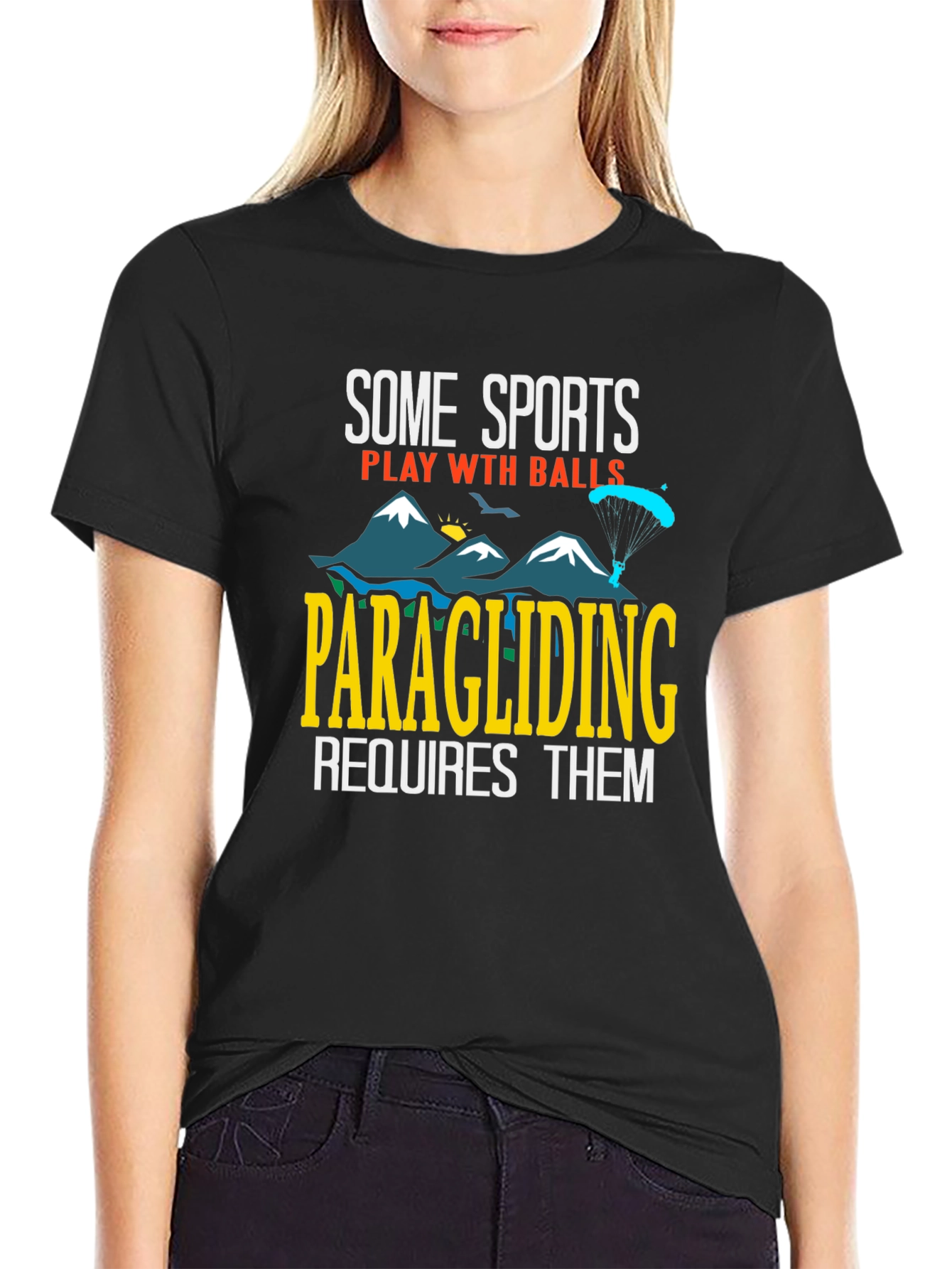 Camiseta Humorística Parapente Requiere Bolas