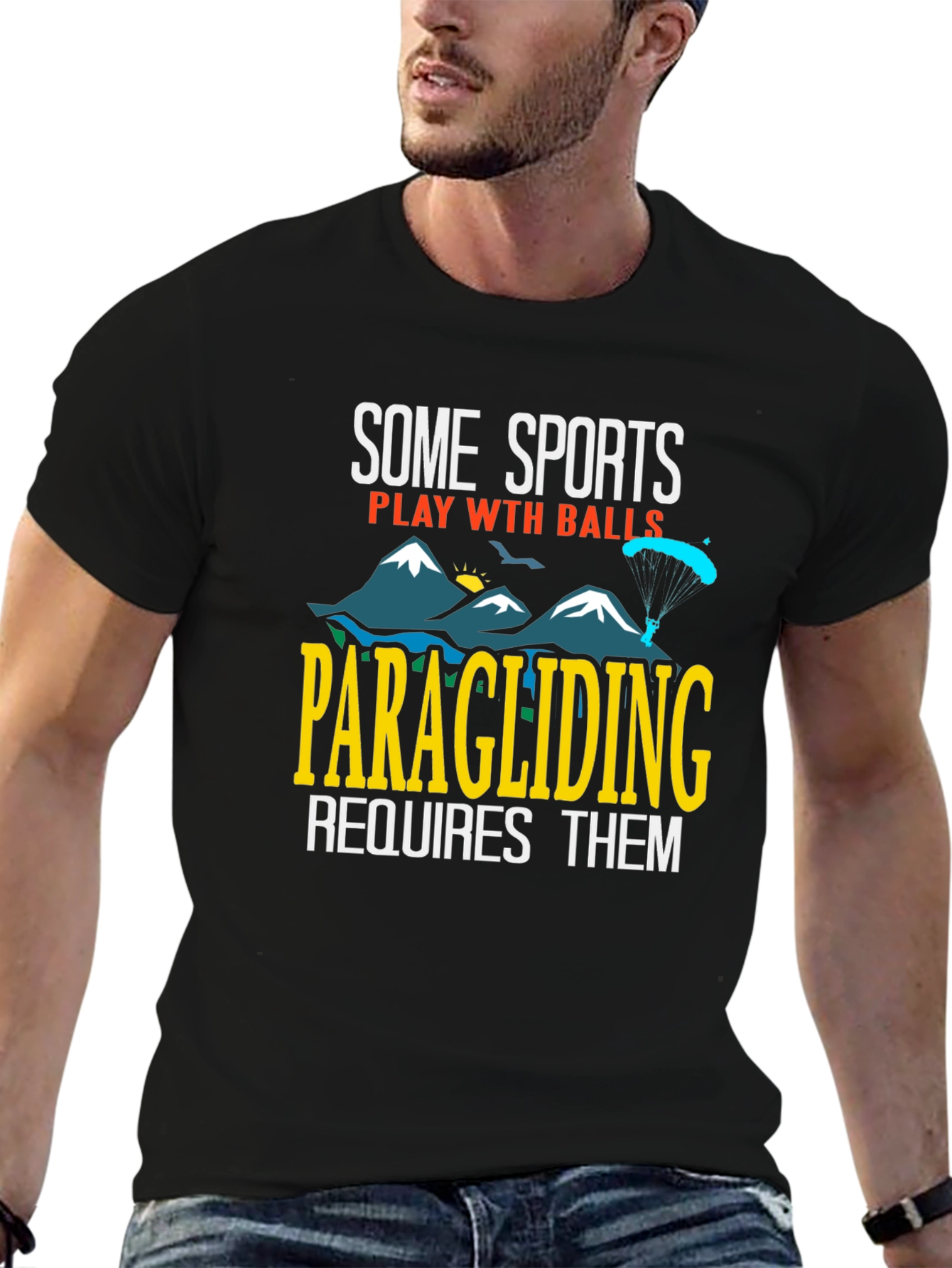 Camiseta Humorística Parapente Requiere Bolas