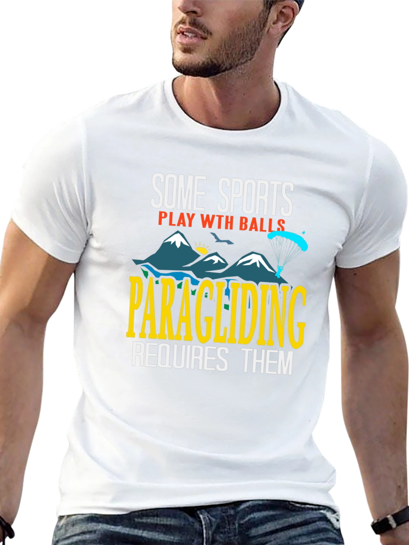 Camiseta Humorística Parapente Requiere Bolas