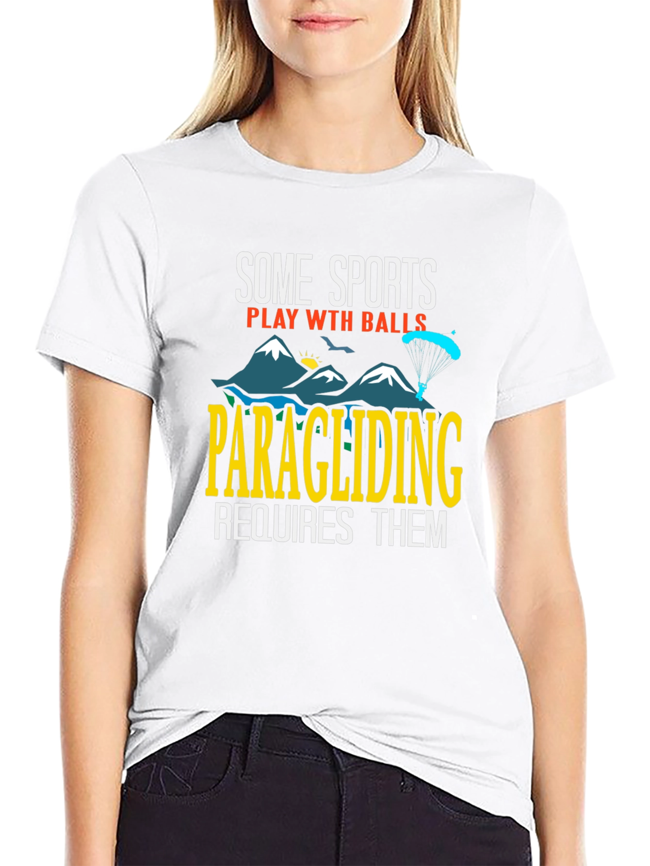 Camiseta Humorística Parapente Requiere Bolas
