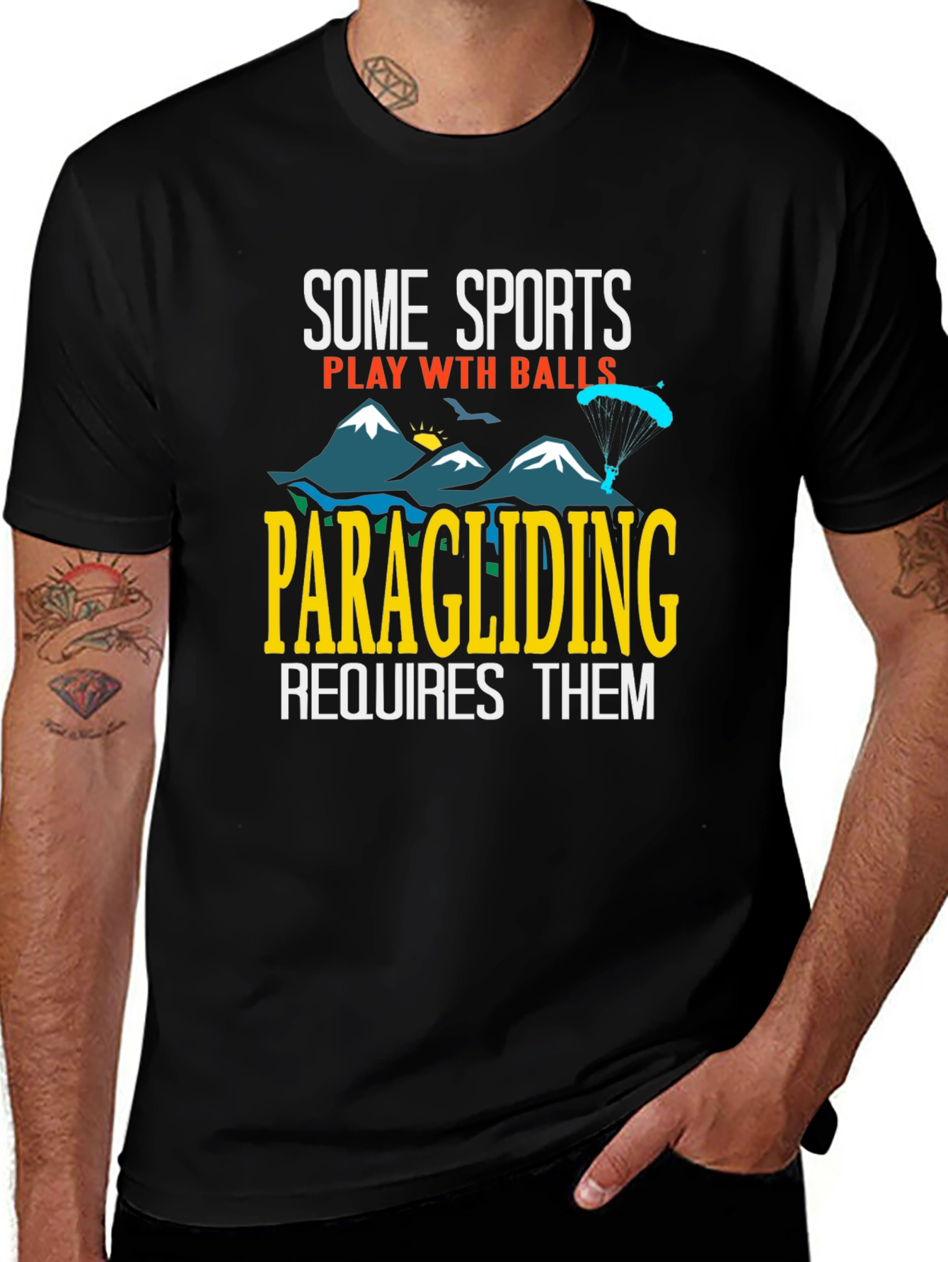 Camiseta Humorística Parapente Requiere Bolas