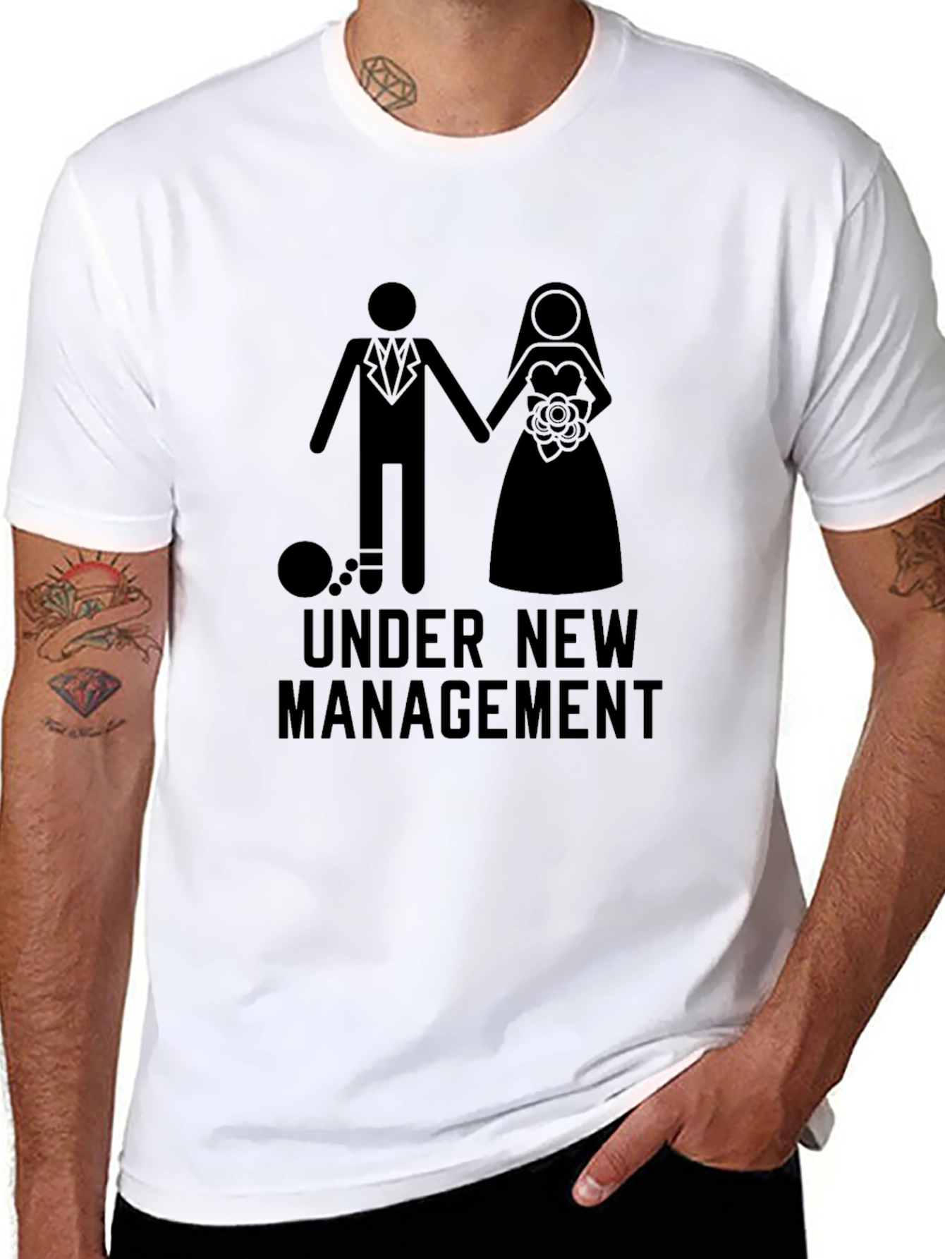 Camiseta Hombre: Bajo Nueva Dirección - Divertida Boda