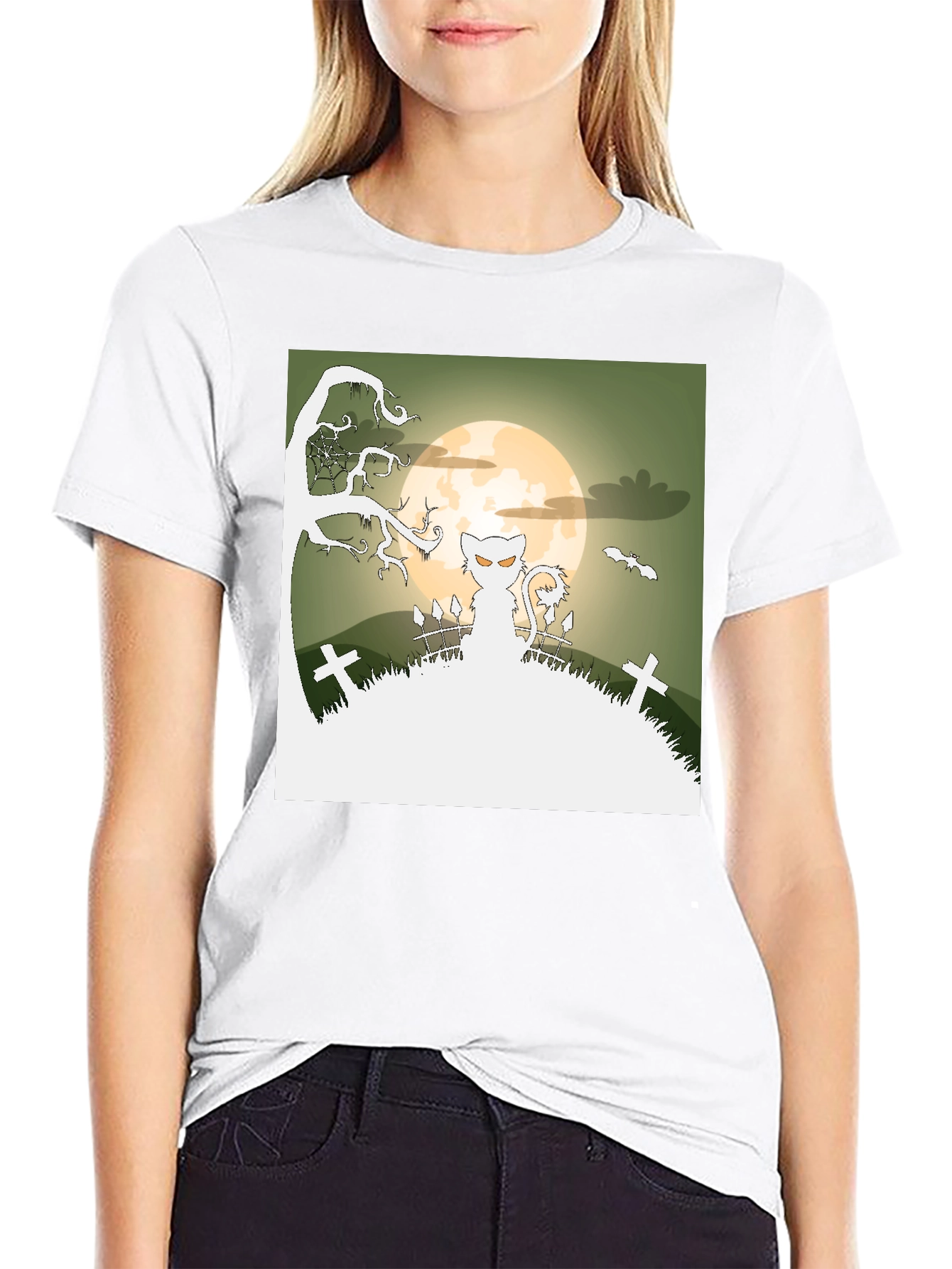 Camiseta Halloween Gato Fantasma
