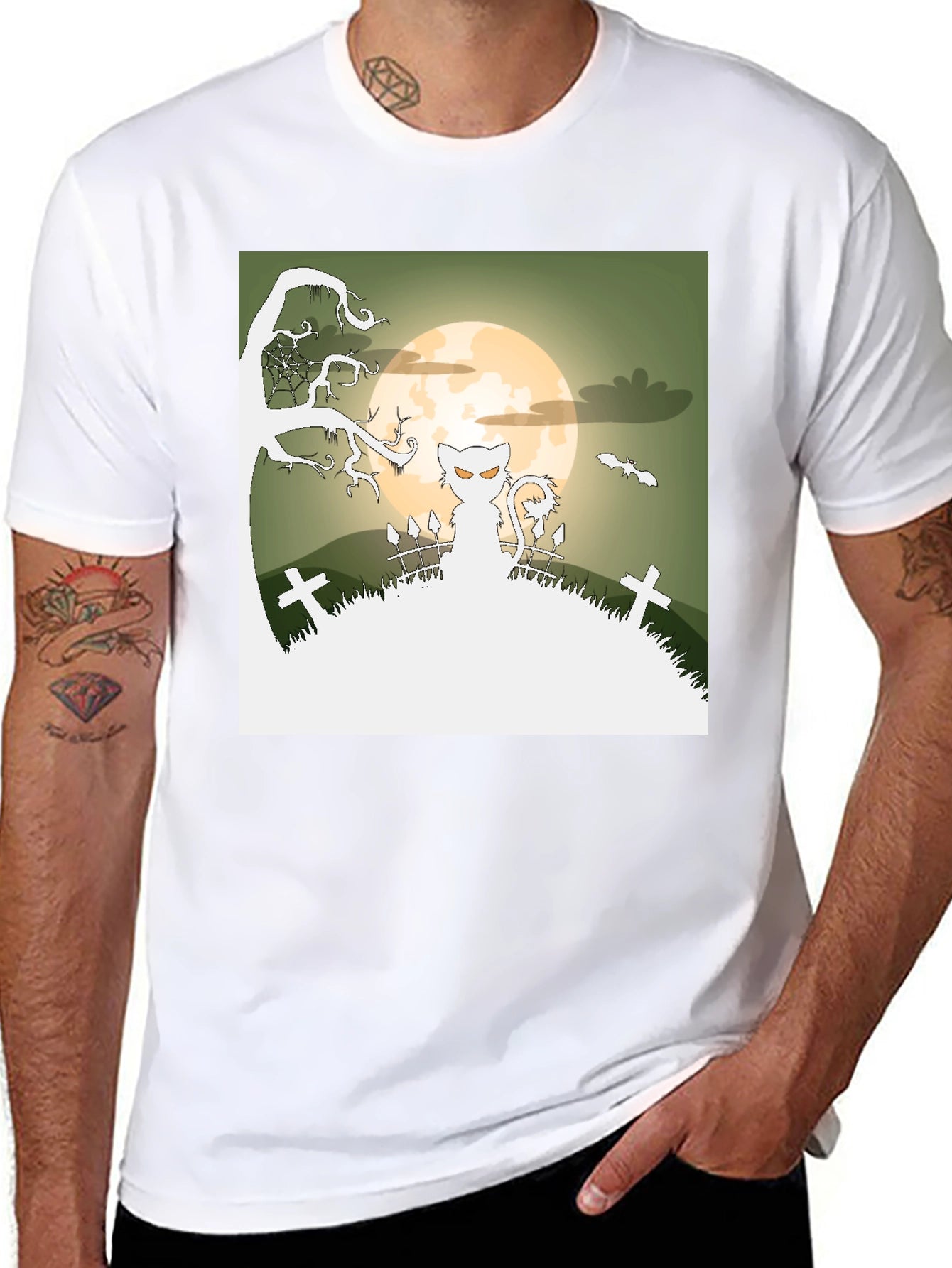 Camiseta Halloween Gato Fantasma
