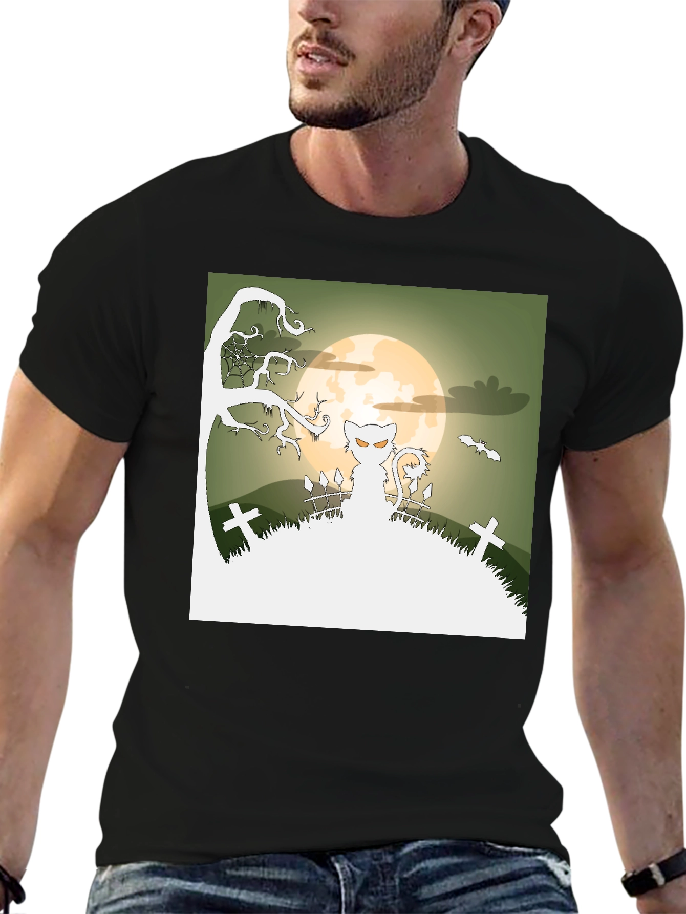 Camiseta Halloween Gato Fantasma