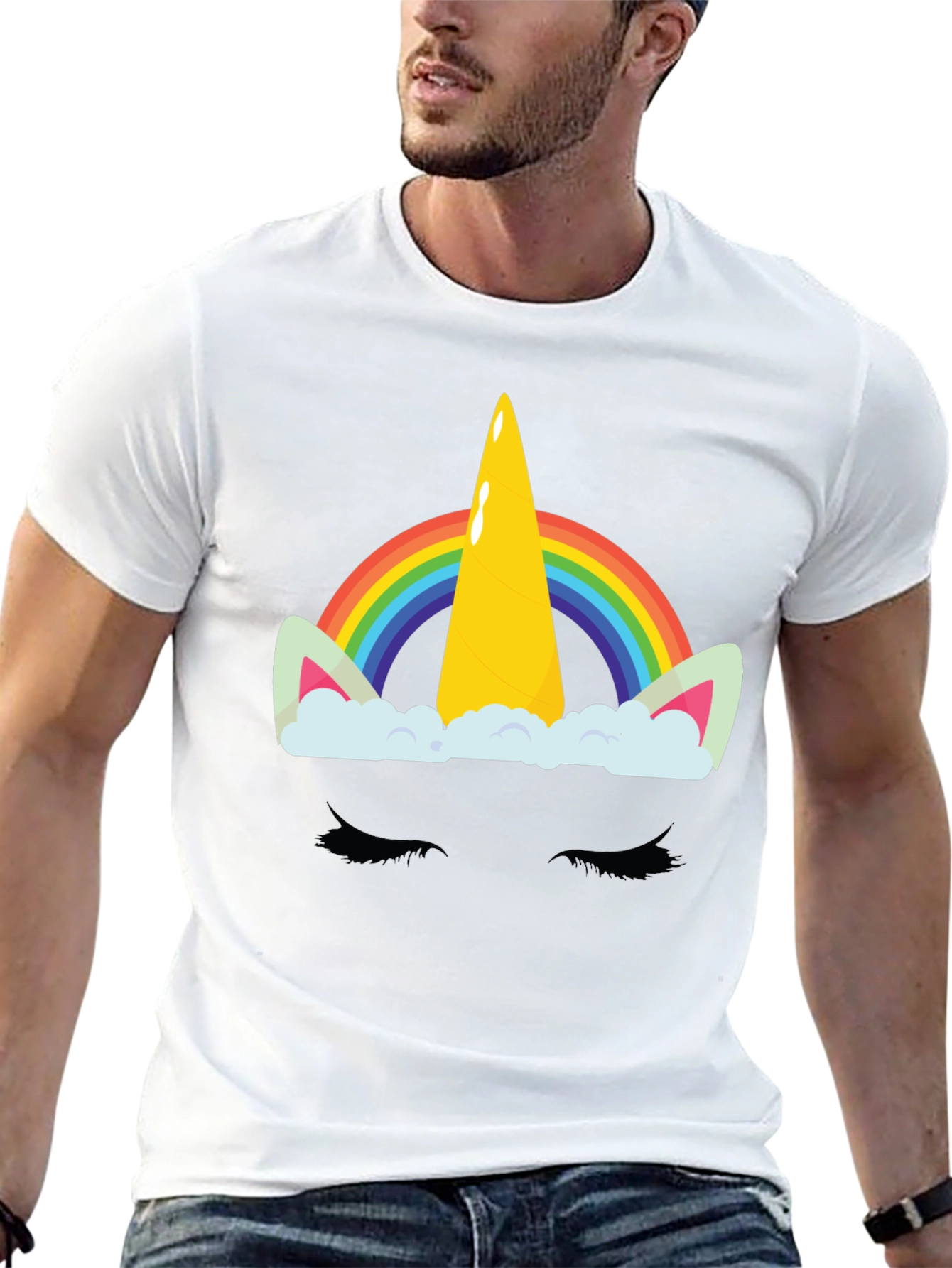 Camiseta Negra Unicornio Arcoíris