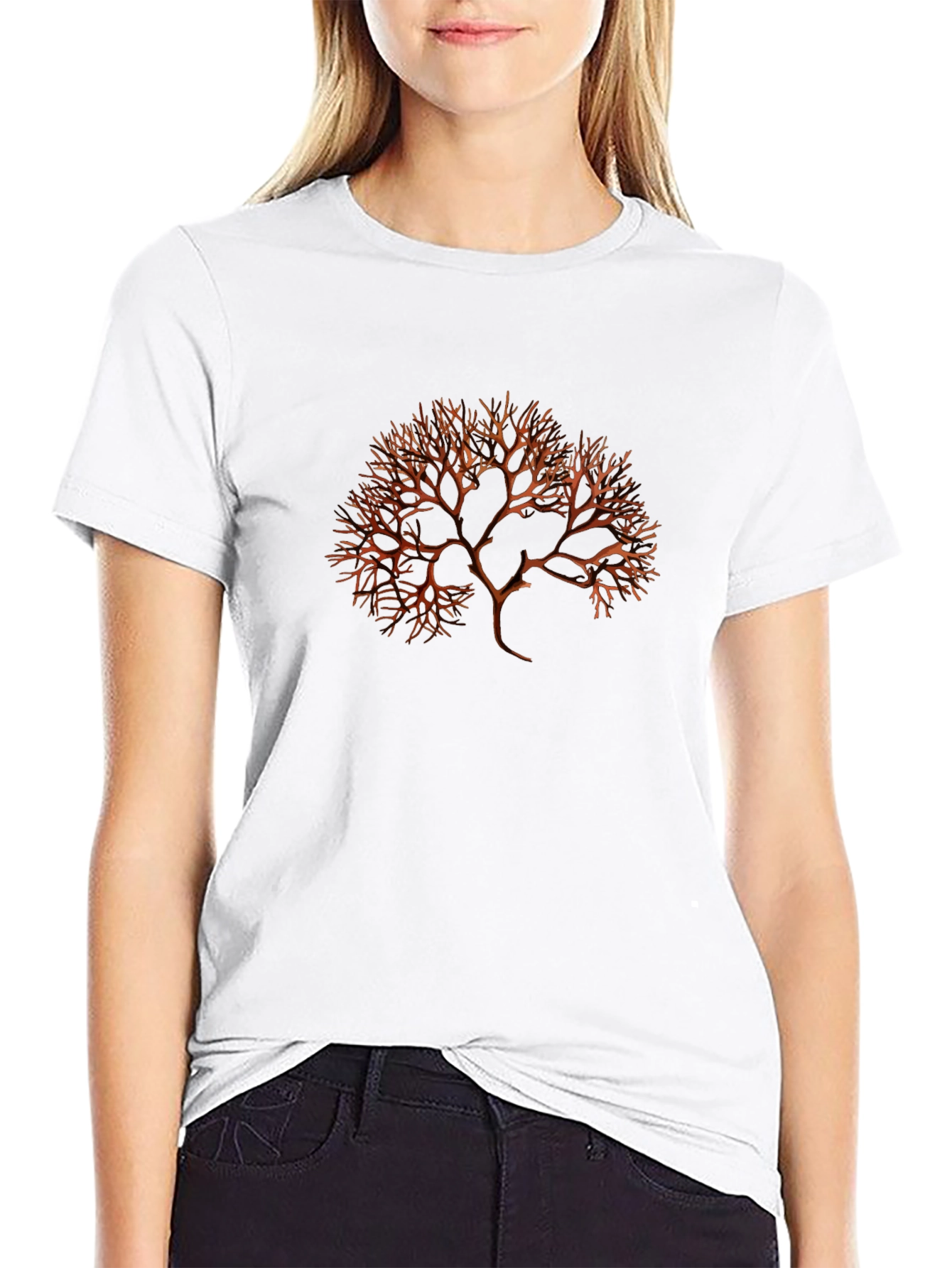 Camiseta Negra con Diseño Abstracto de Árbol