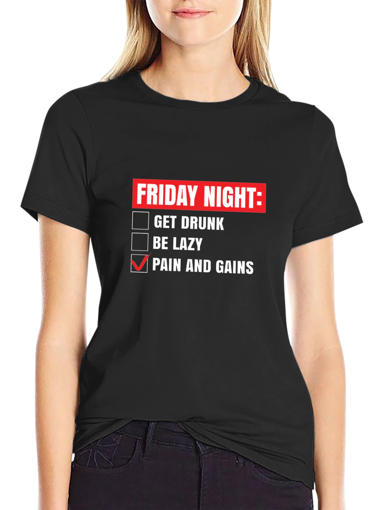 Camiseta Negra: Viernes Noche - ¡Dolor y Ganancias!